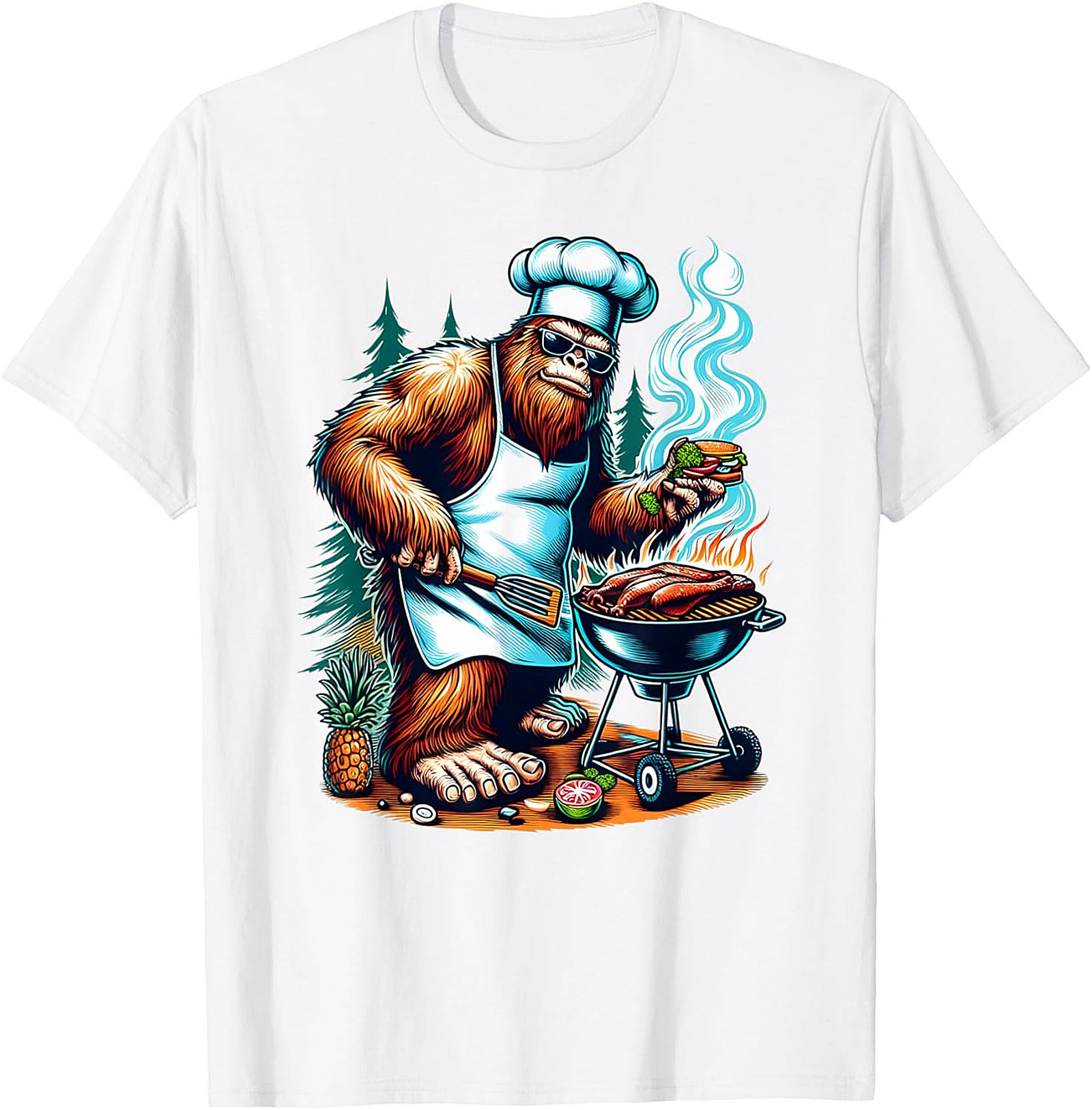 Sasquatch BBQ Master T-Shirt | Funny Bigfoot Grilling Tee