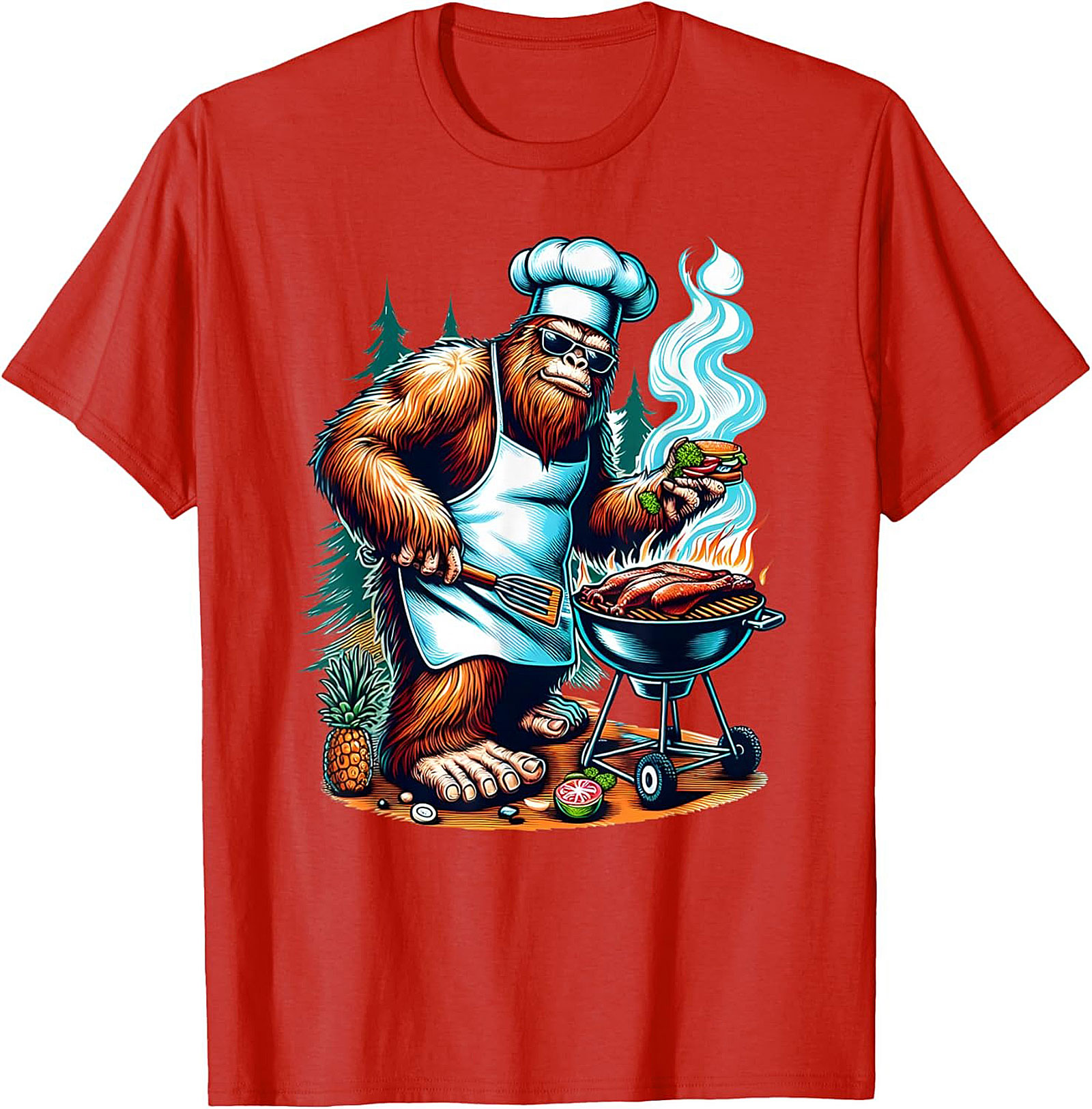 Sasquatch BBQ Master T-Shirt | Funny Bigfoot Grilling Tee