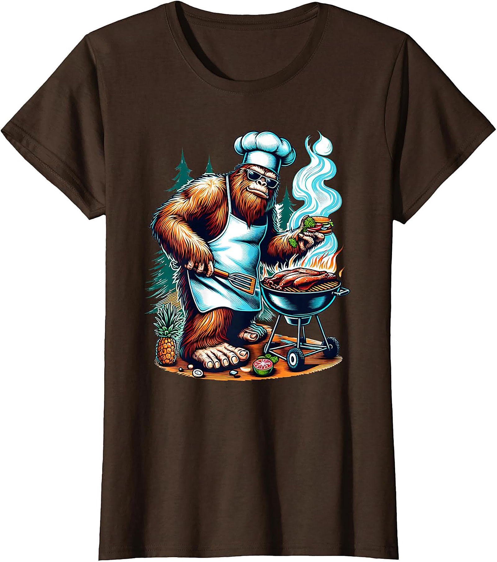 Sasquatch BBQ Master T-Shirt | Funny Bigfoot Grilling Tee
