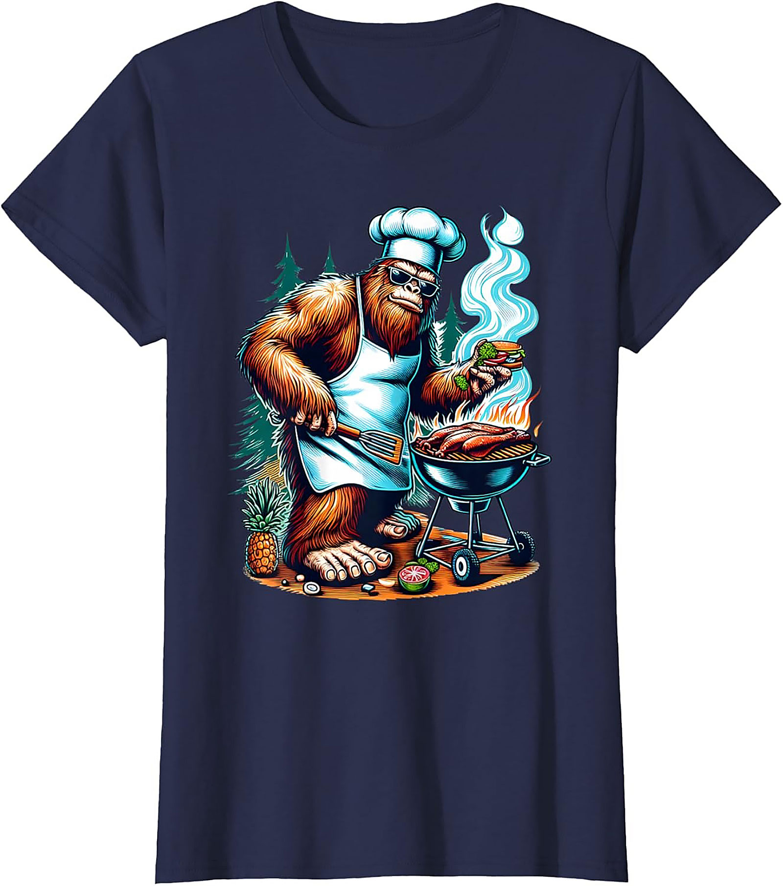 Sasquatch BBQ Master T-Shirt | Funny Bigfoot Grilling Tee