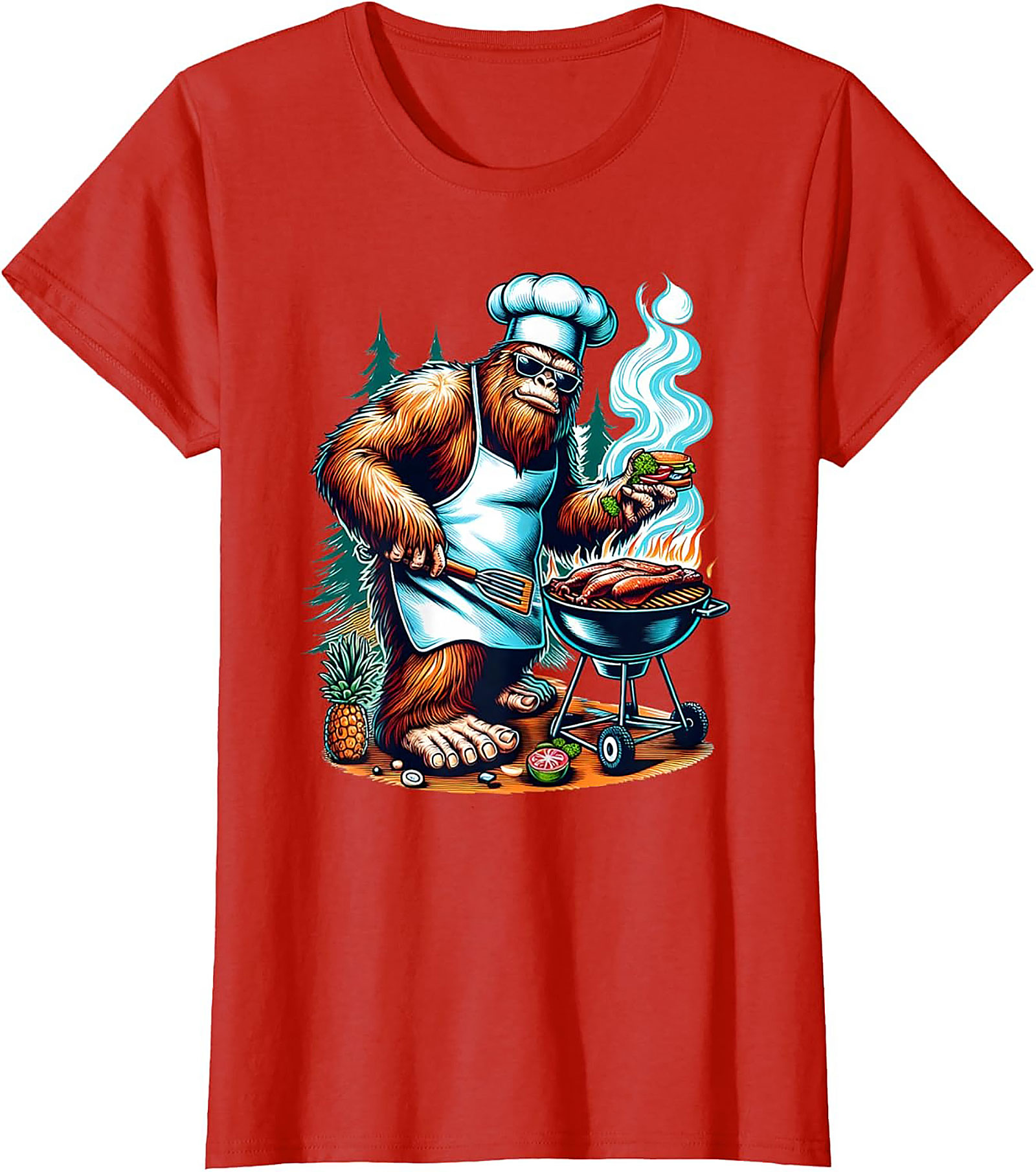 Sasquatch BBQ Master T-Shirt | Funny Bigfoot Grilling Tee