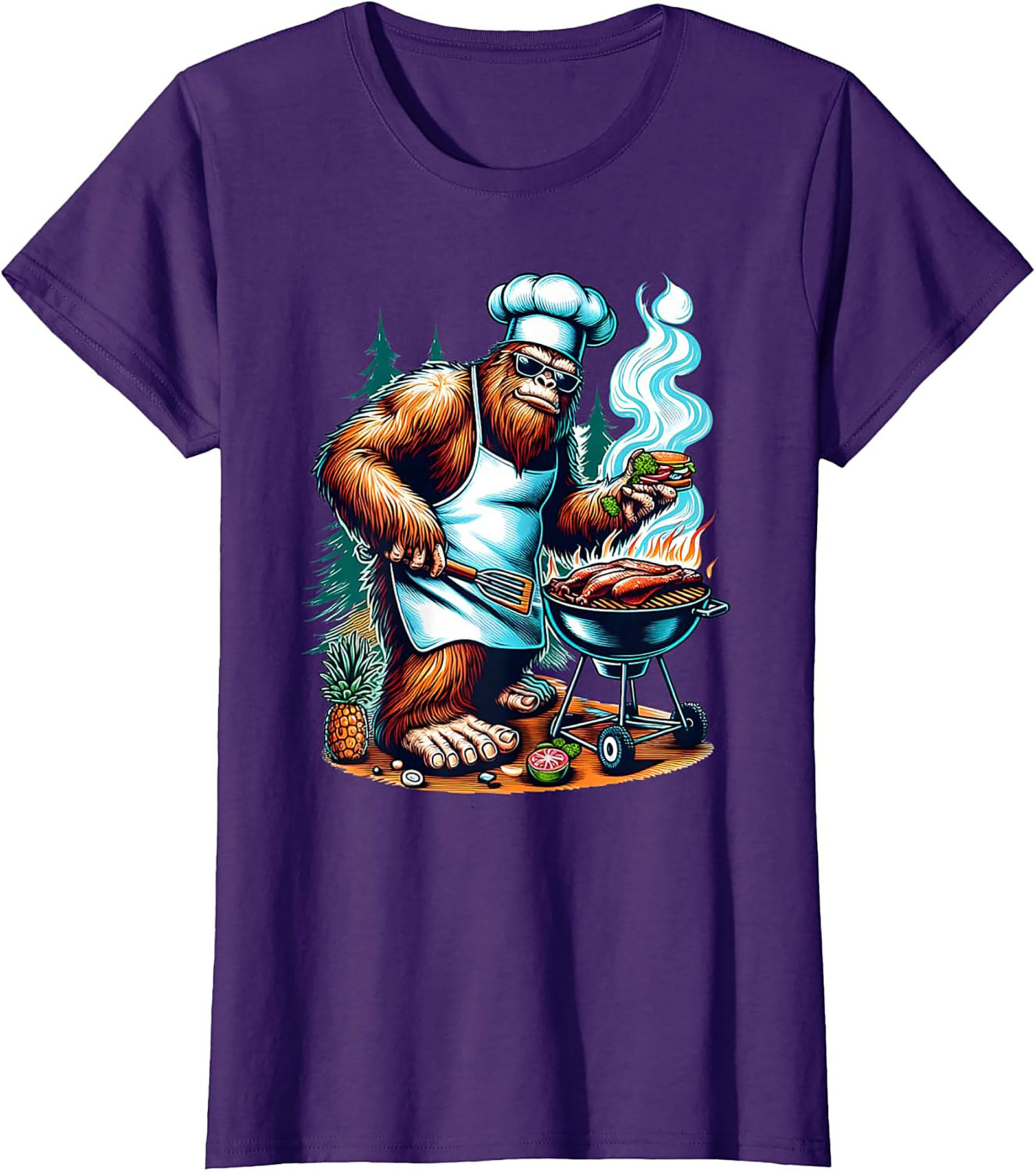 Sasquatch BBQ Master T-Shirt | Funny Bigfoot Grilling Tee
