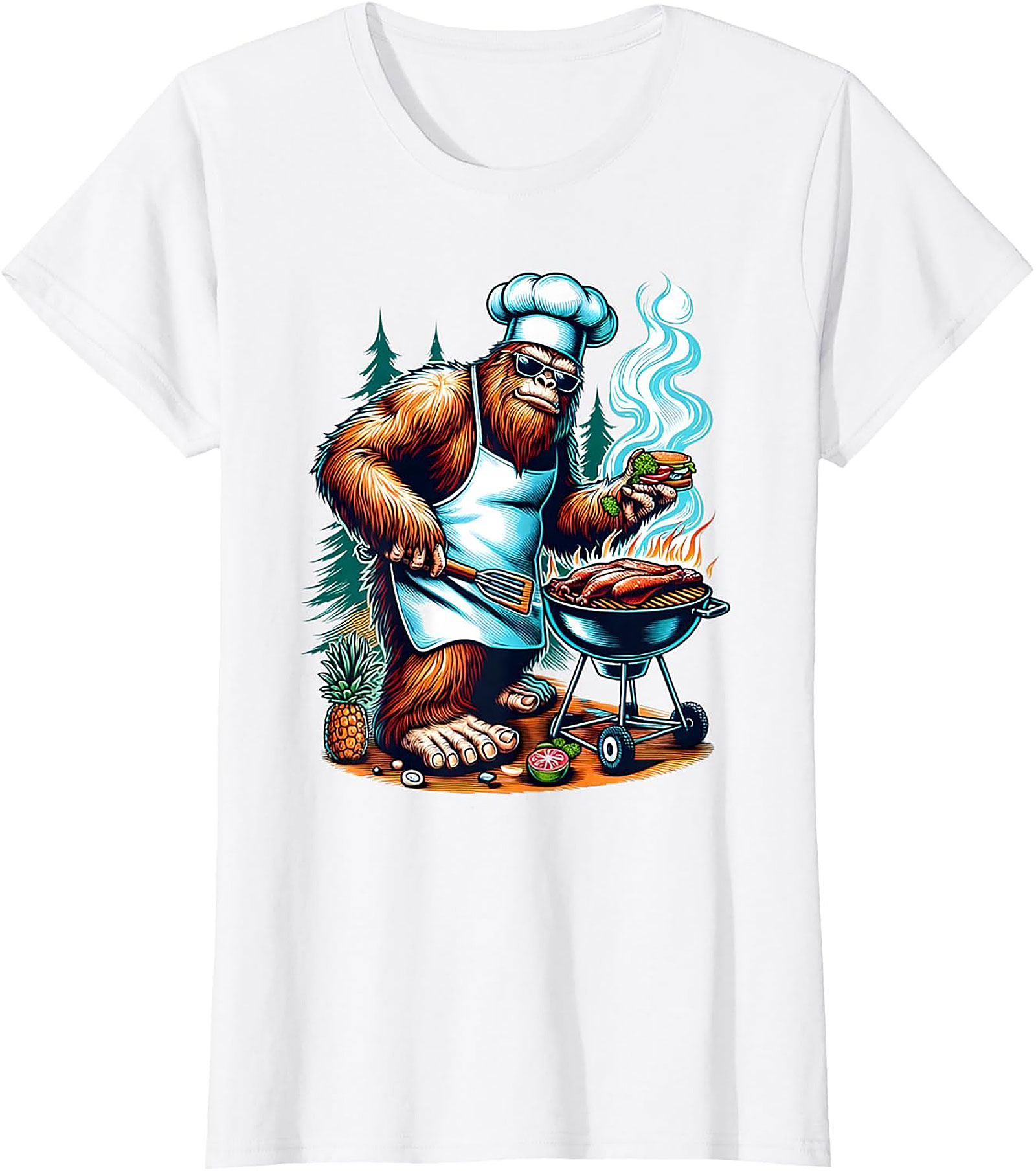 Sasquatch BBQ Master T-Shirt | Funny Bigfoot Grilling Tee