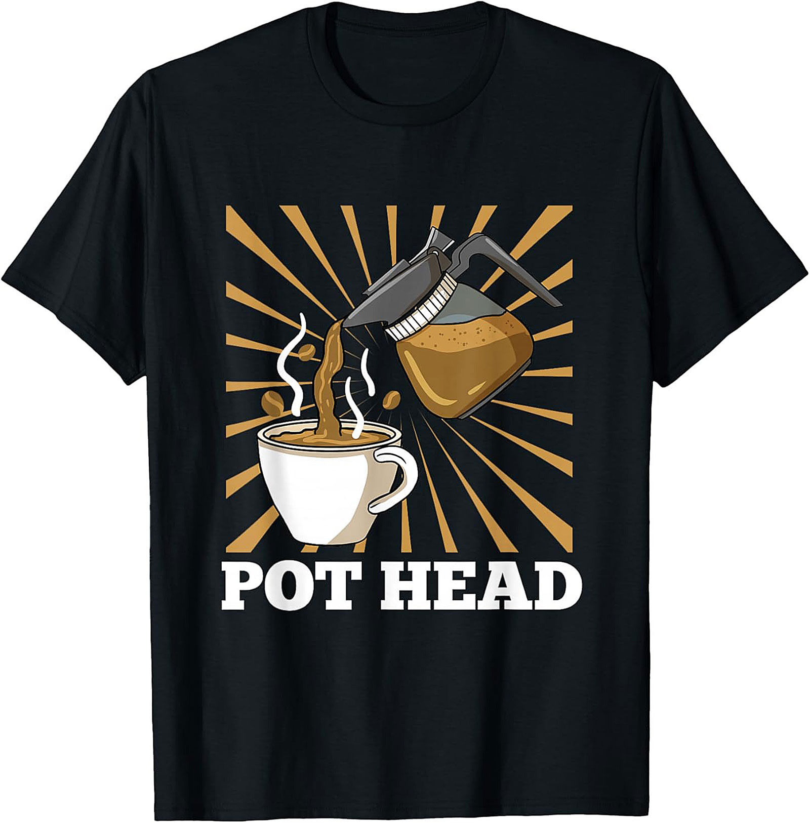 Coffee Pot Head T-Shirt Funny Coffee Lover Graphic Tee