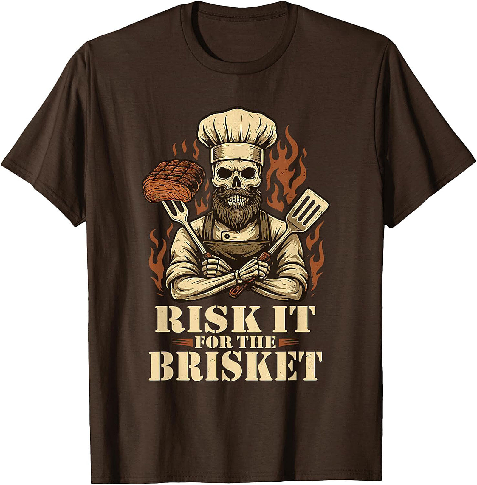 Risk It For The Brisket T-shirt | Funny BBQ Grilling Tee