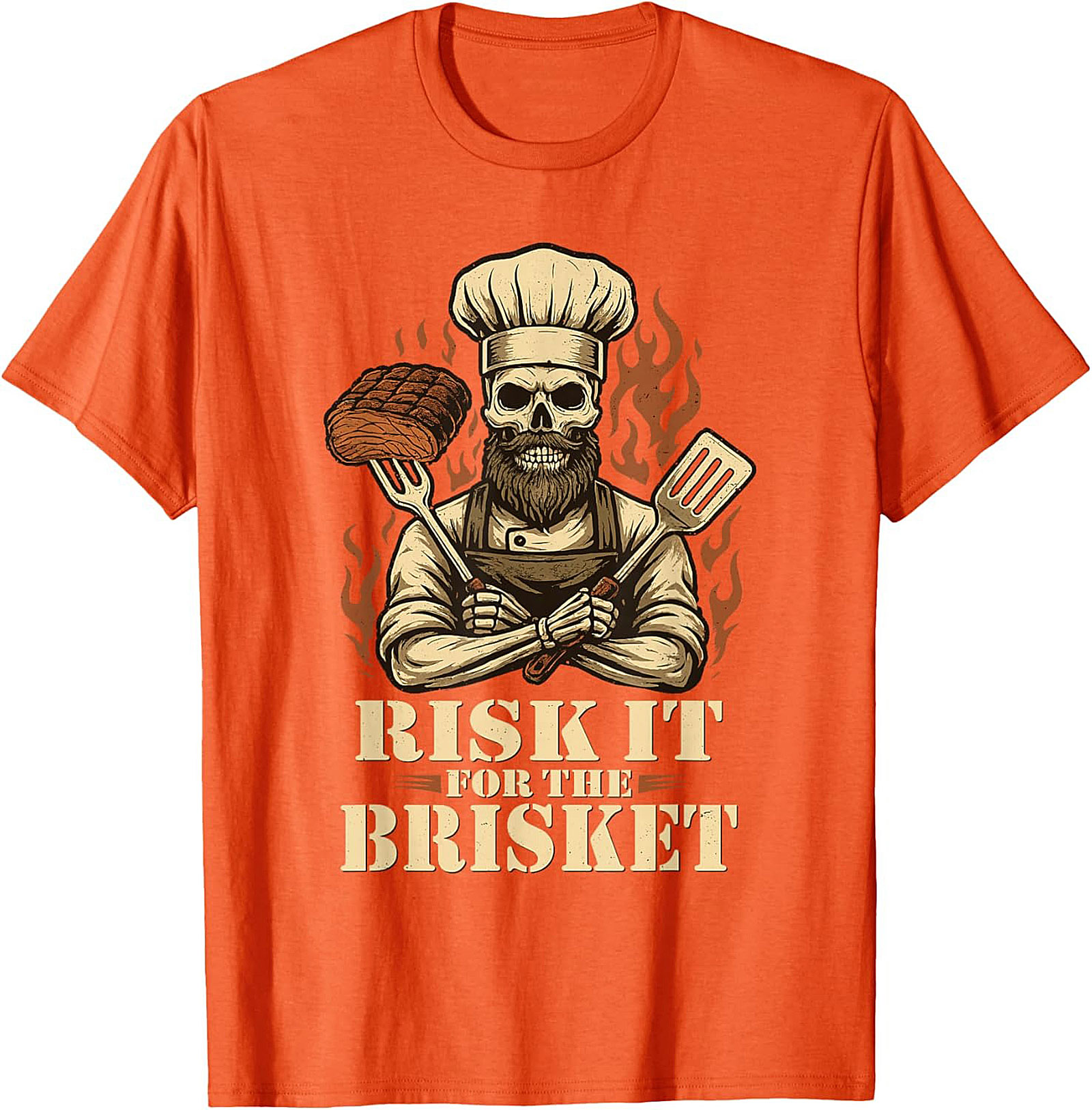 Risk It For The Brisket T-shirt | Funny BBQ Grilling Tee