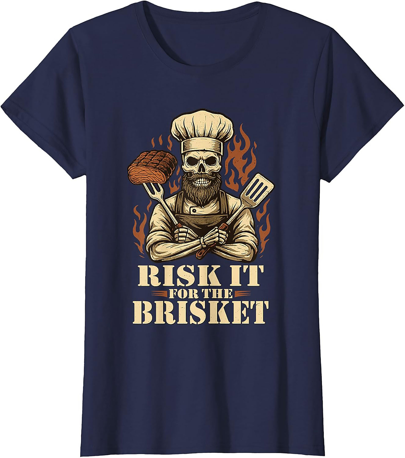 Risk It For The Brisket T-shirt | Funny BBQ Grilling Tee