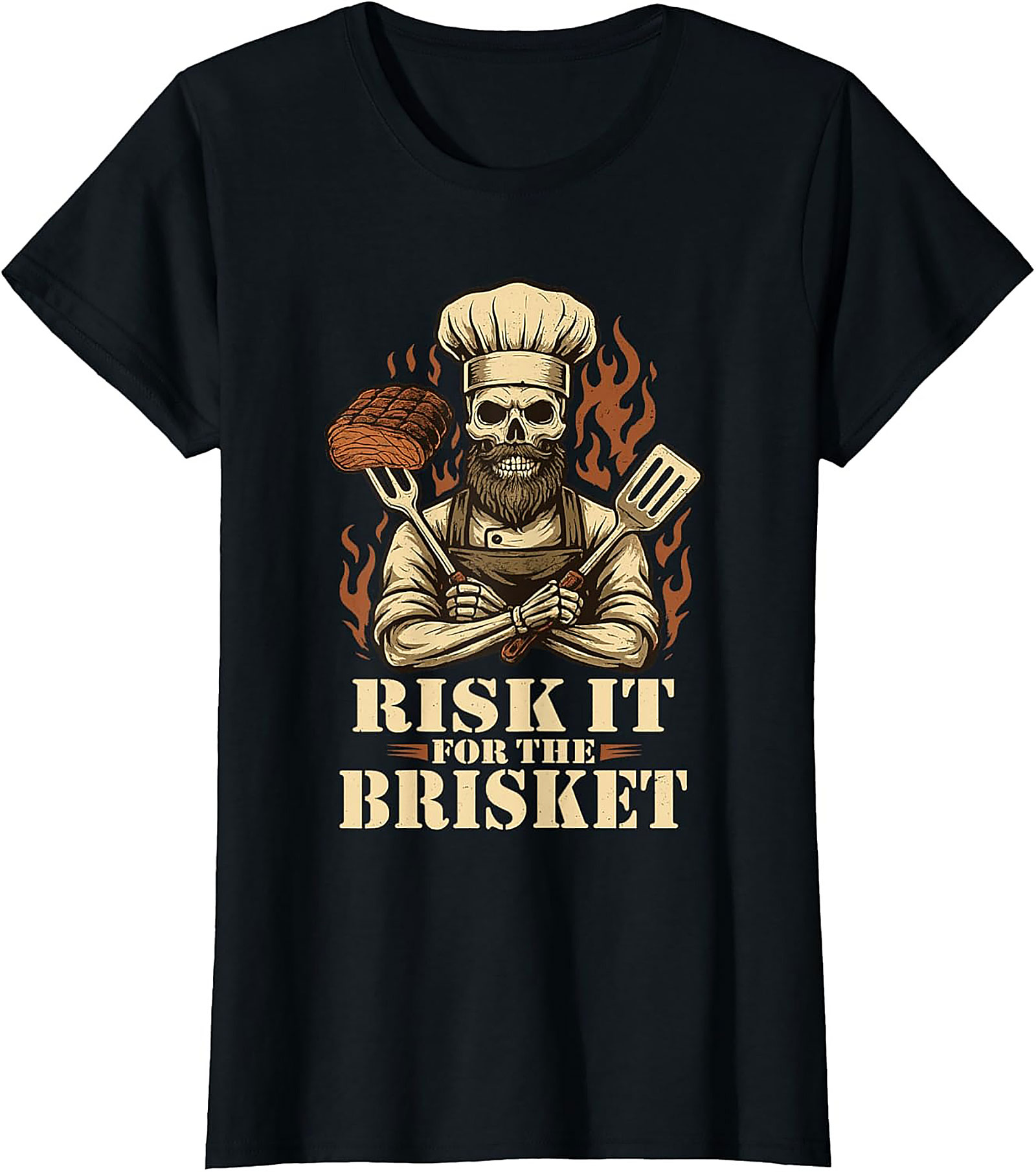 Risk It For The Brisket T-shirt | Funny BBQ Grilling Tee