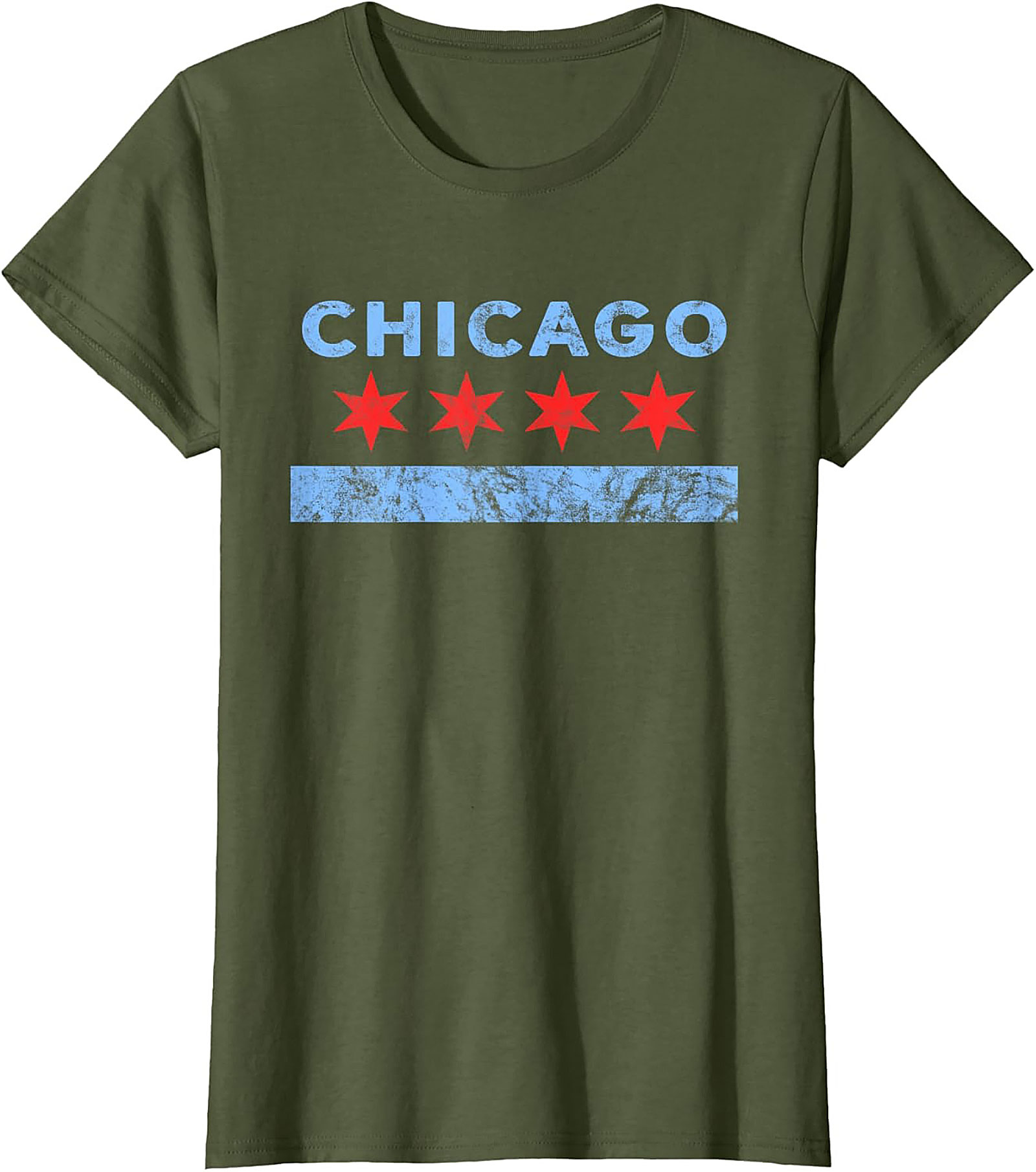  Vintage Chicago Flag T-shirt Soft Unisex Graphic Tee