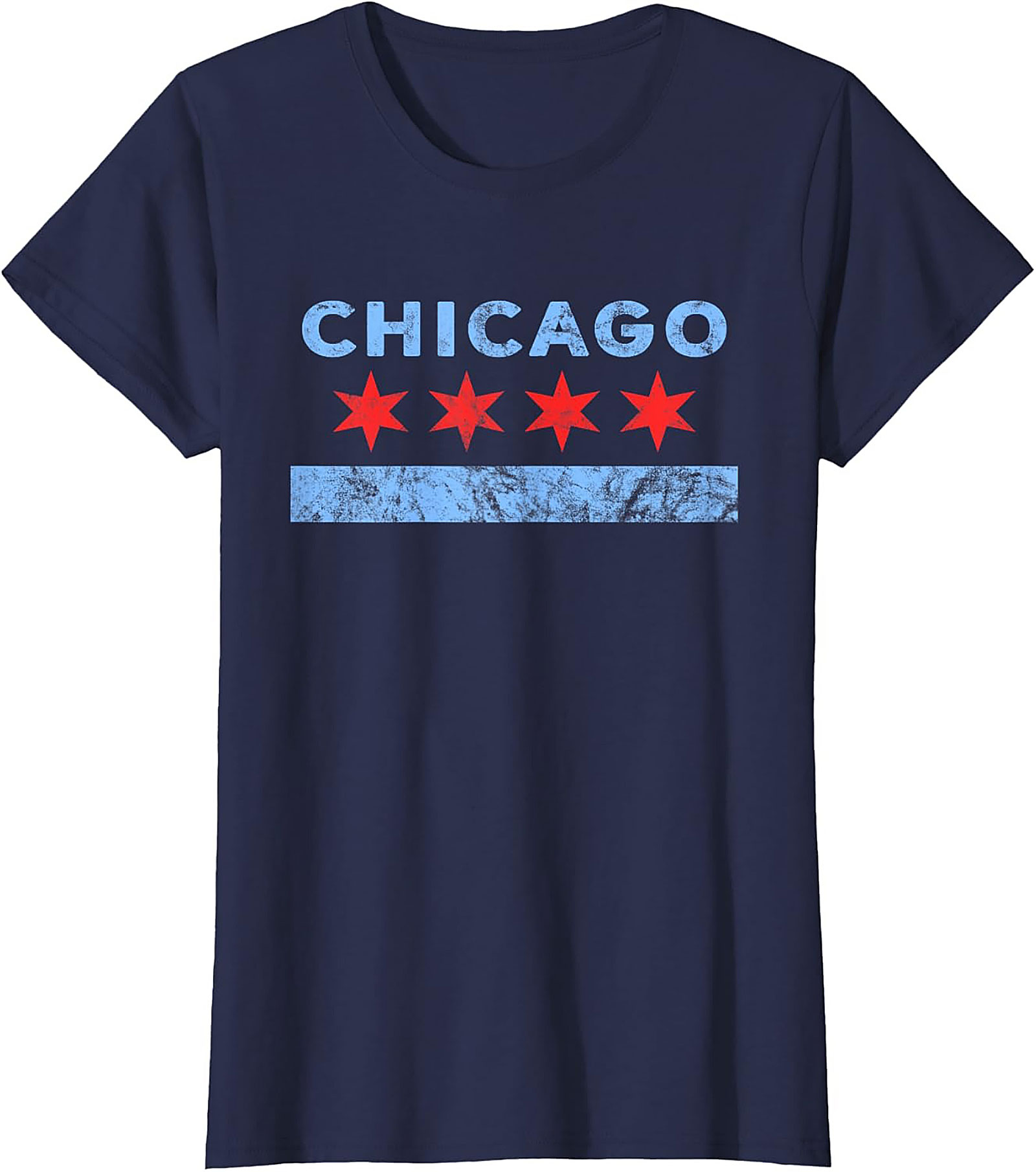 Vintage Chicago Flag T-shirt Soft Unisex Graphic Tee