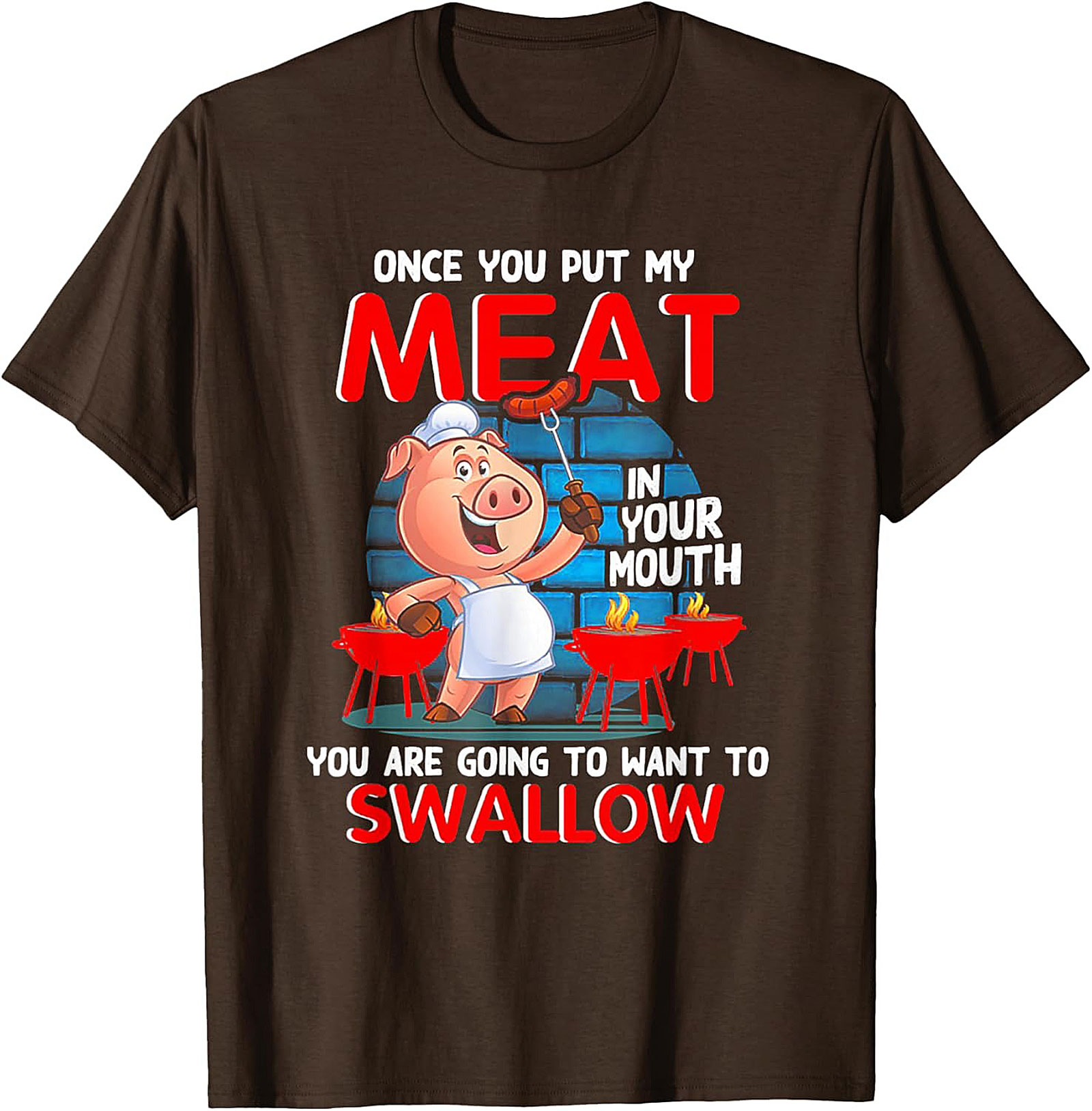 Funny BBQ Graphic Tee - Once You Put My Meat In Your Mouth
