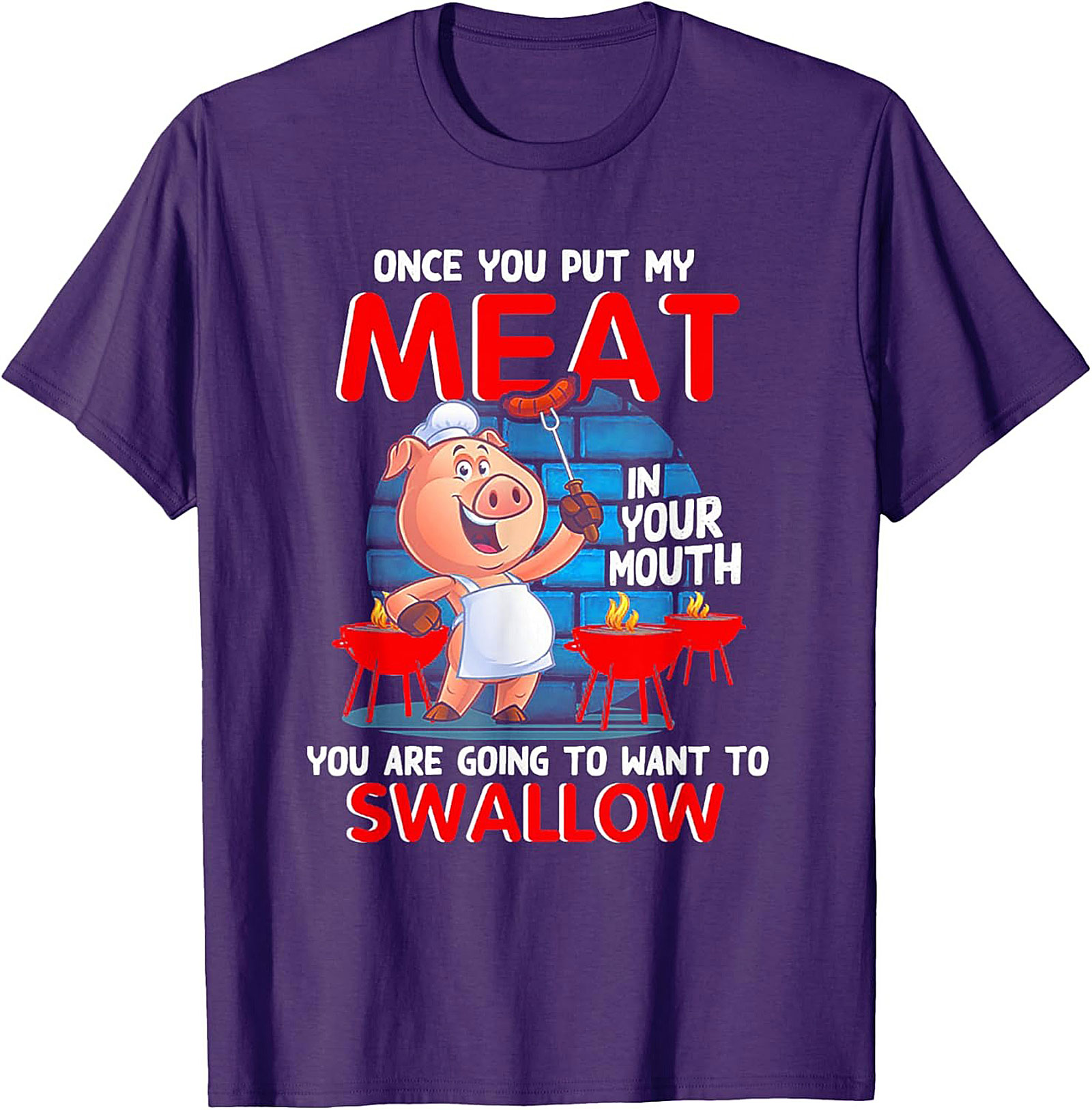 Funny BBQ Graphic Tee - Once You Put My Meat In Your Mouth
