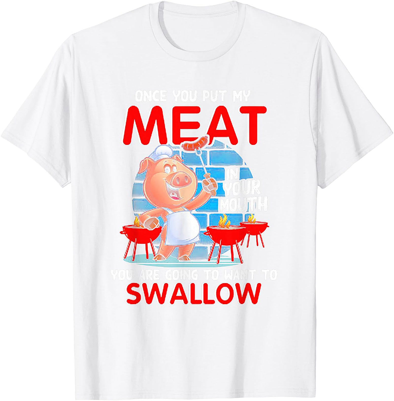 Funny BBQ Graphic Tee - Once You Put My Meat In Your Mouth