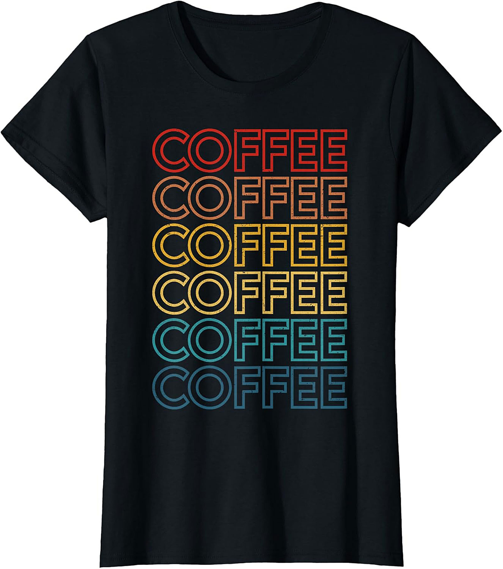 Retro Coffee T-shirt - Vintage Repeat Graphic Tee for Lovers