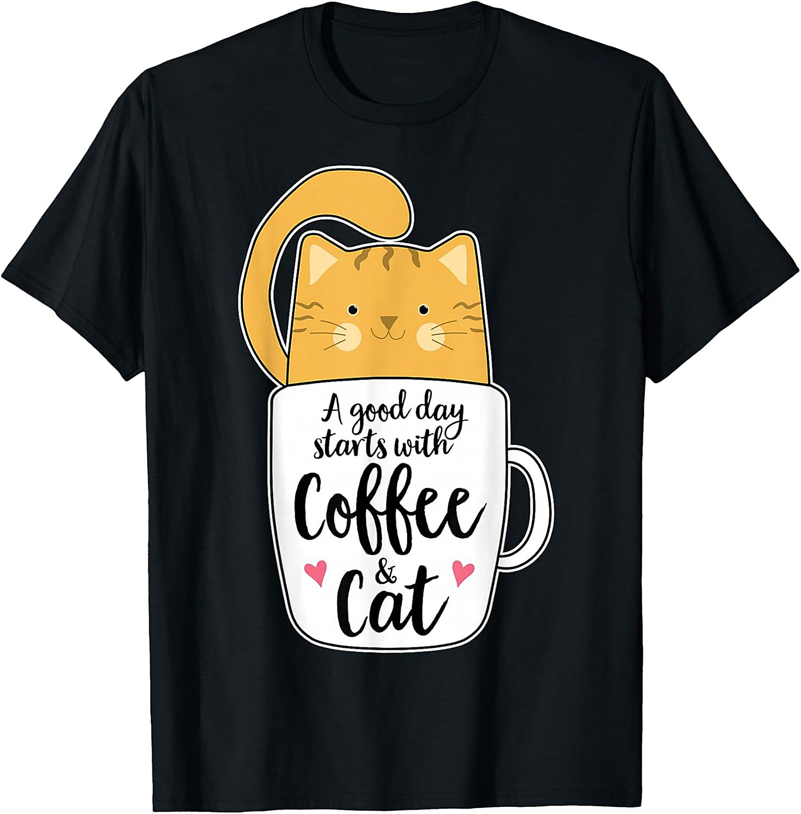 Coffee and Cat T-Shirt Funny Cat Lover Graphic Tee