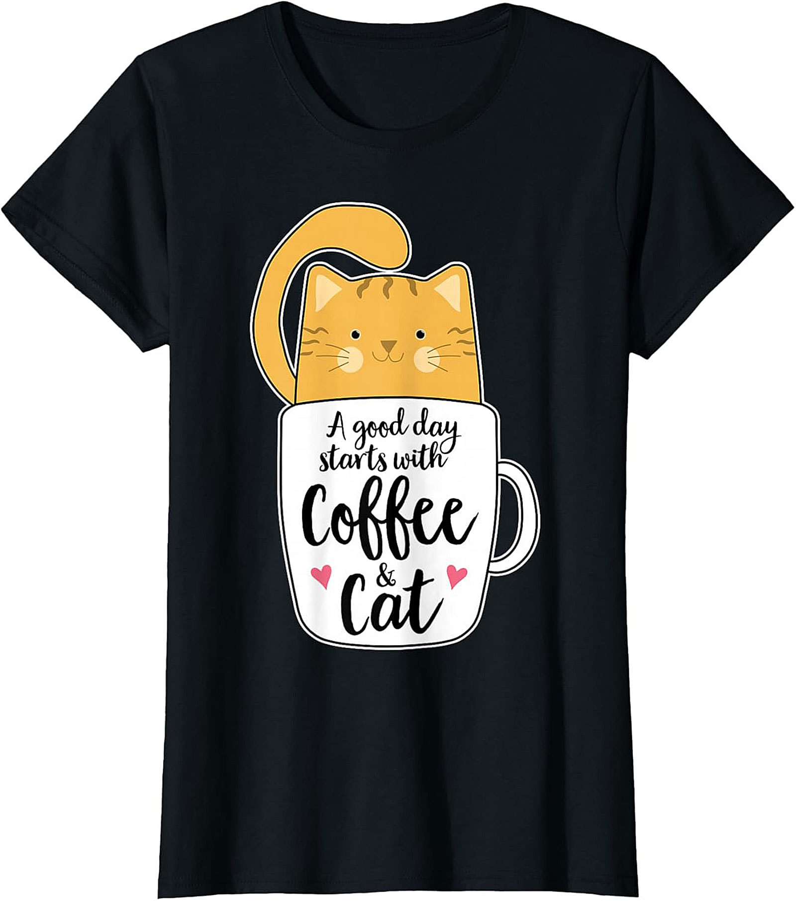 Coffee and Cat T-Shirt Funny Cat Lover Graphic Tee
