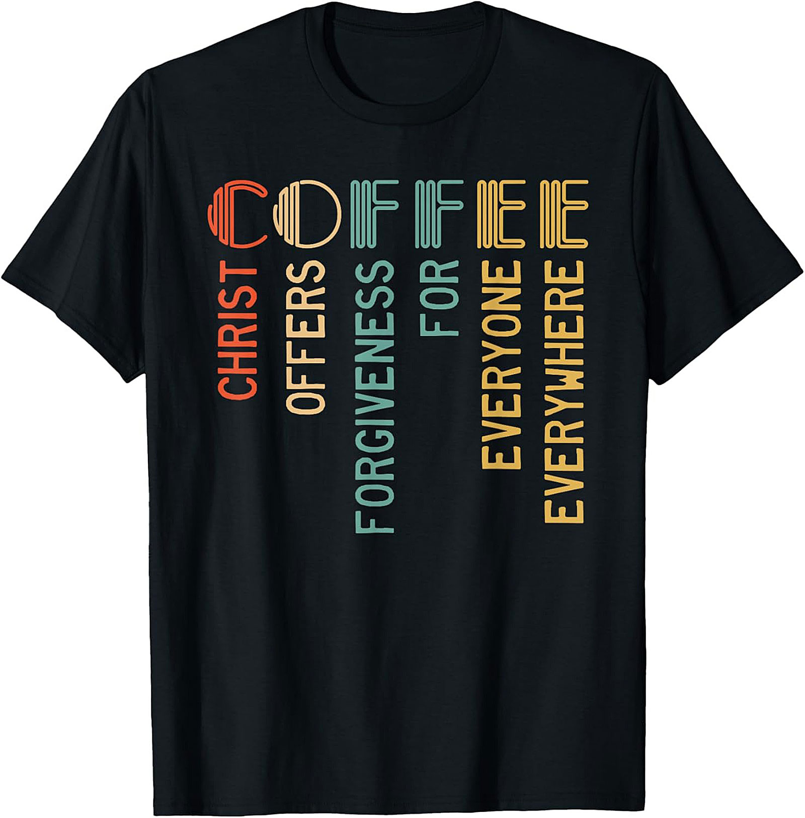 Christian Coffee Forgiveness Retro T-Shirt Faith Graphic Tee