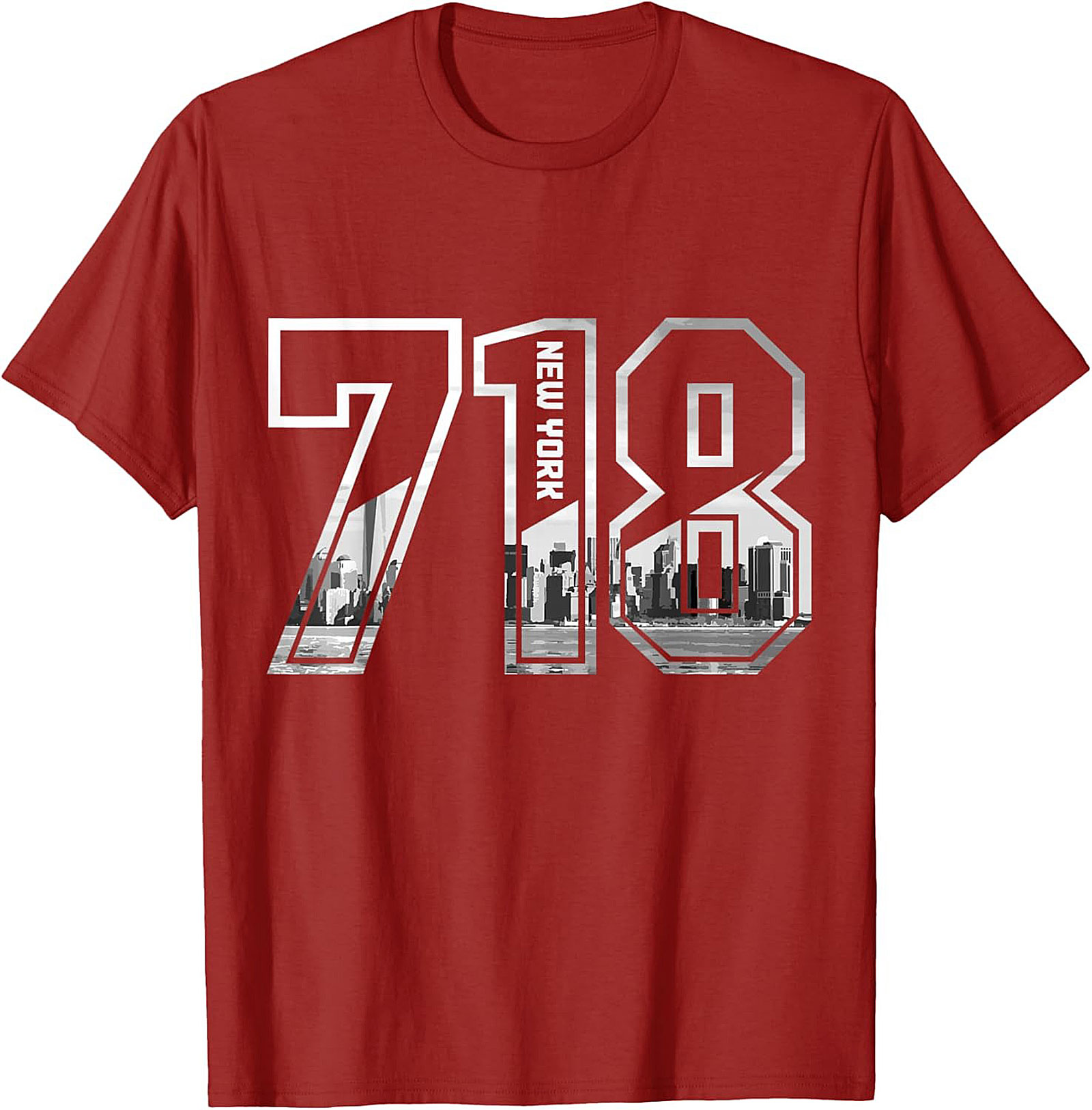 718 New York Skyline T-Shirt NYC Area Code Graphic Tee