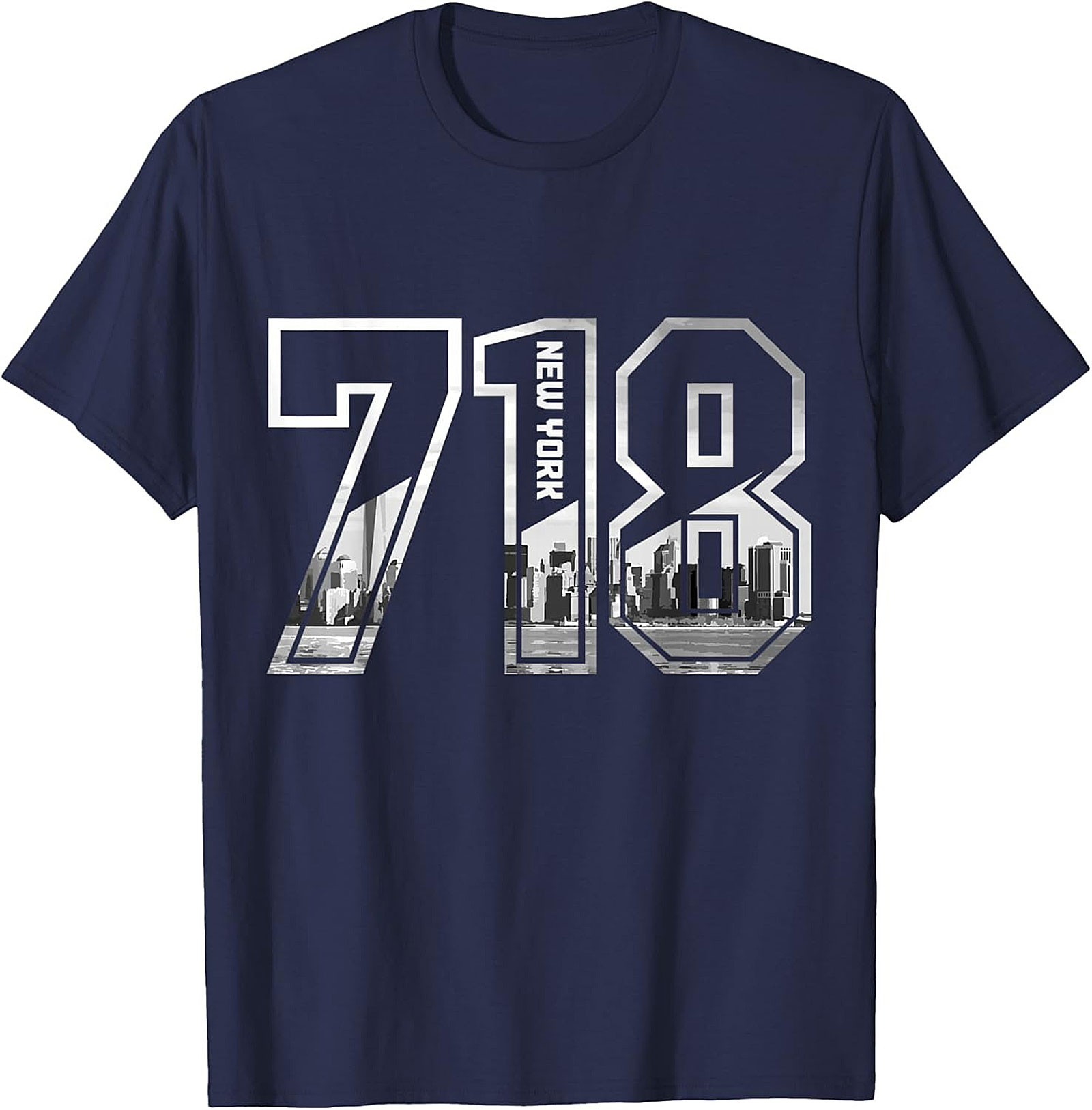 718 New York Skyline T-Shirt NYC Area Code Graphic Tee