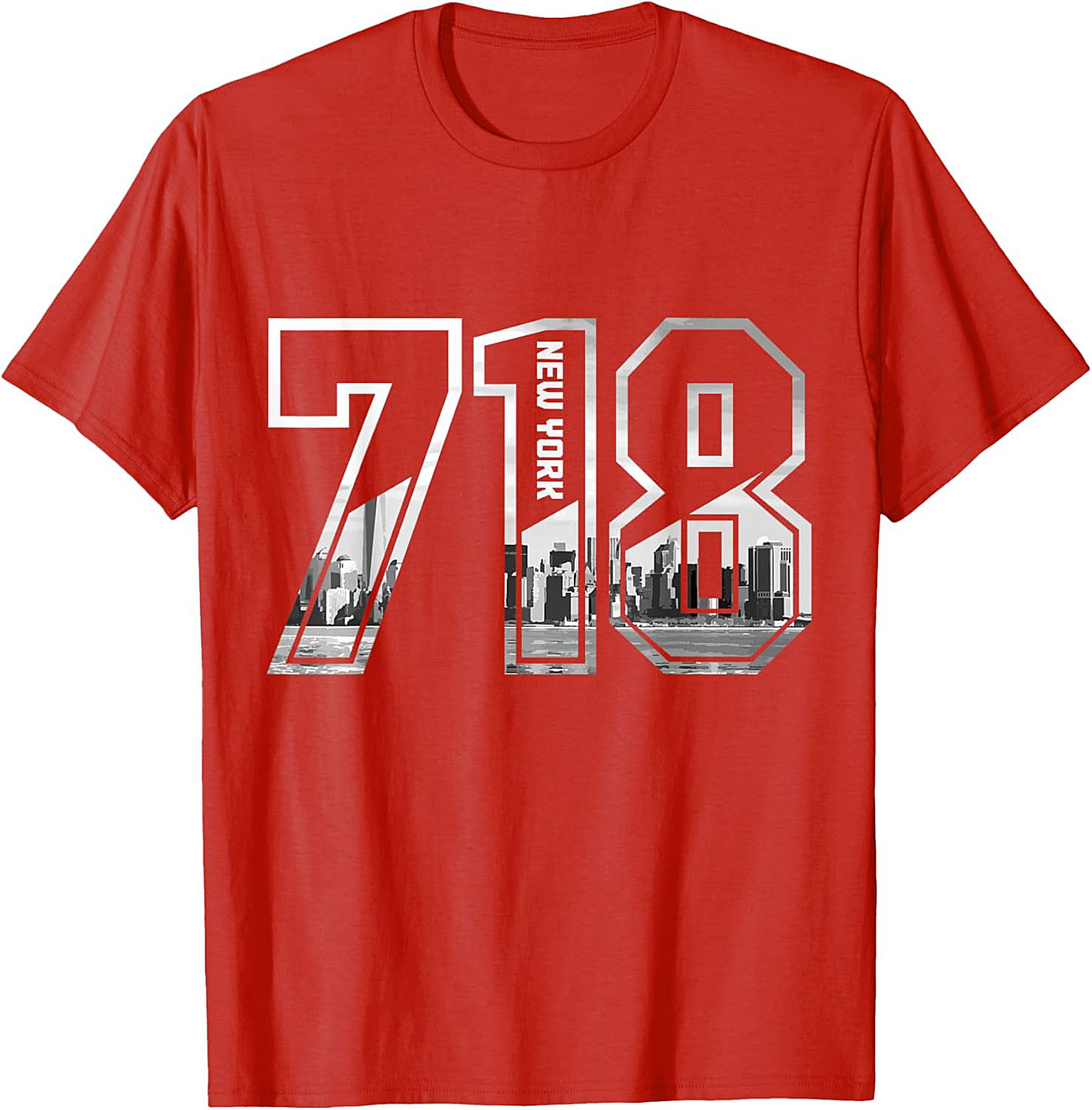 718 New York Skyline T-Shirt NYC Area Code Graphic Tee
