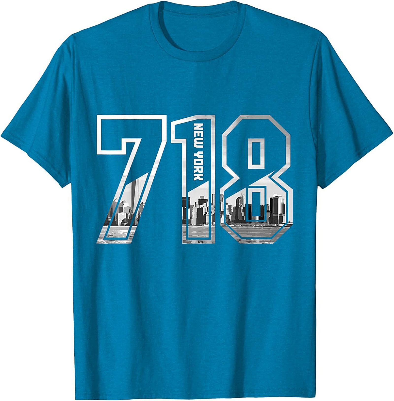 718 New York Skyline T-Shirt NYC Area Code Graphic Tee