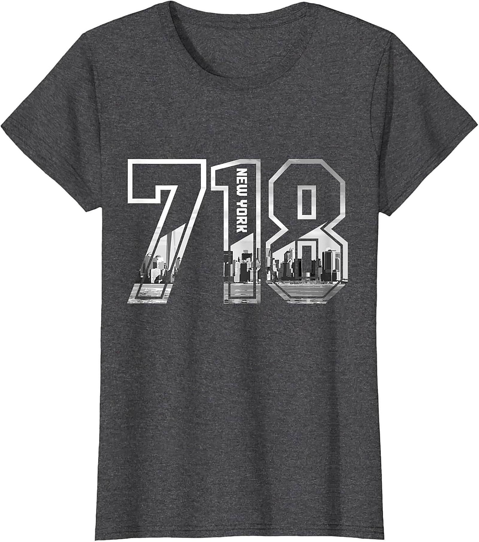 718 New York Skyline T-Shirt NYC Area Code Graphic Tee