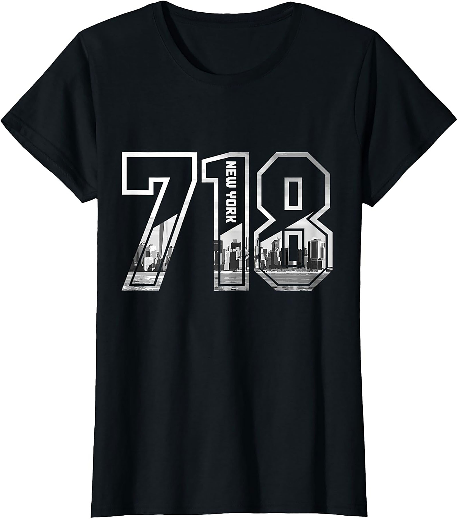 718 New York Skyline T-Shirt NYC Area Code Graphic Tee