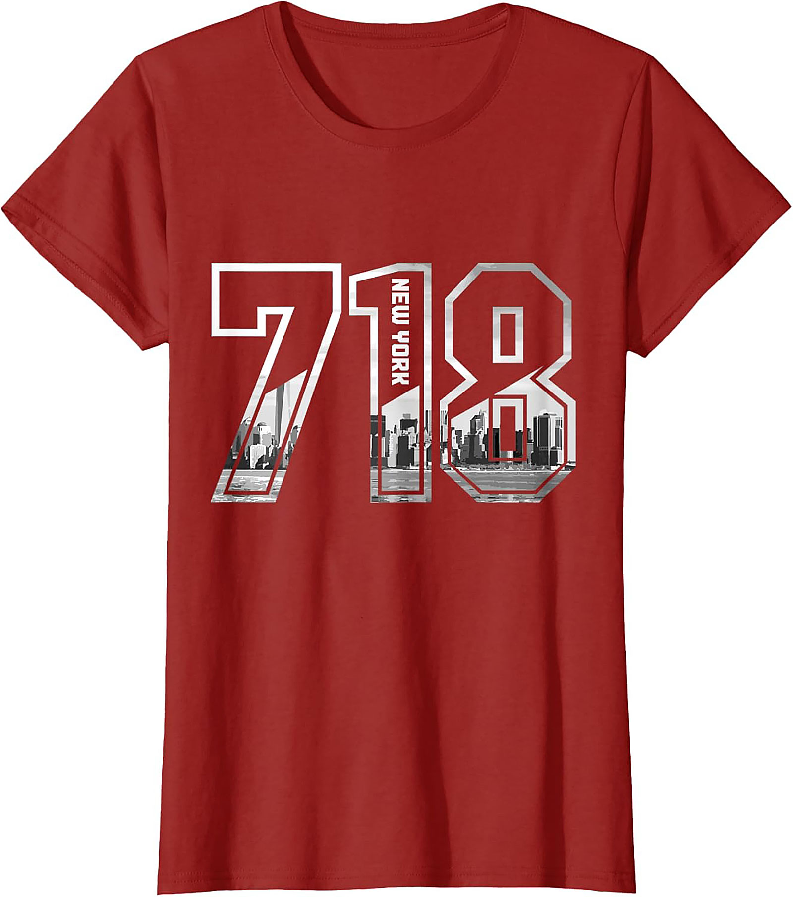 718 New York Skyline T-Shirt NYC Area Code Graphic Tee