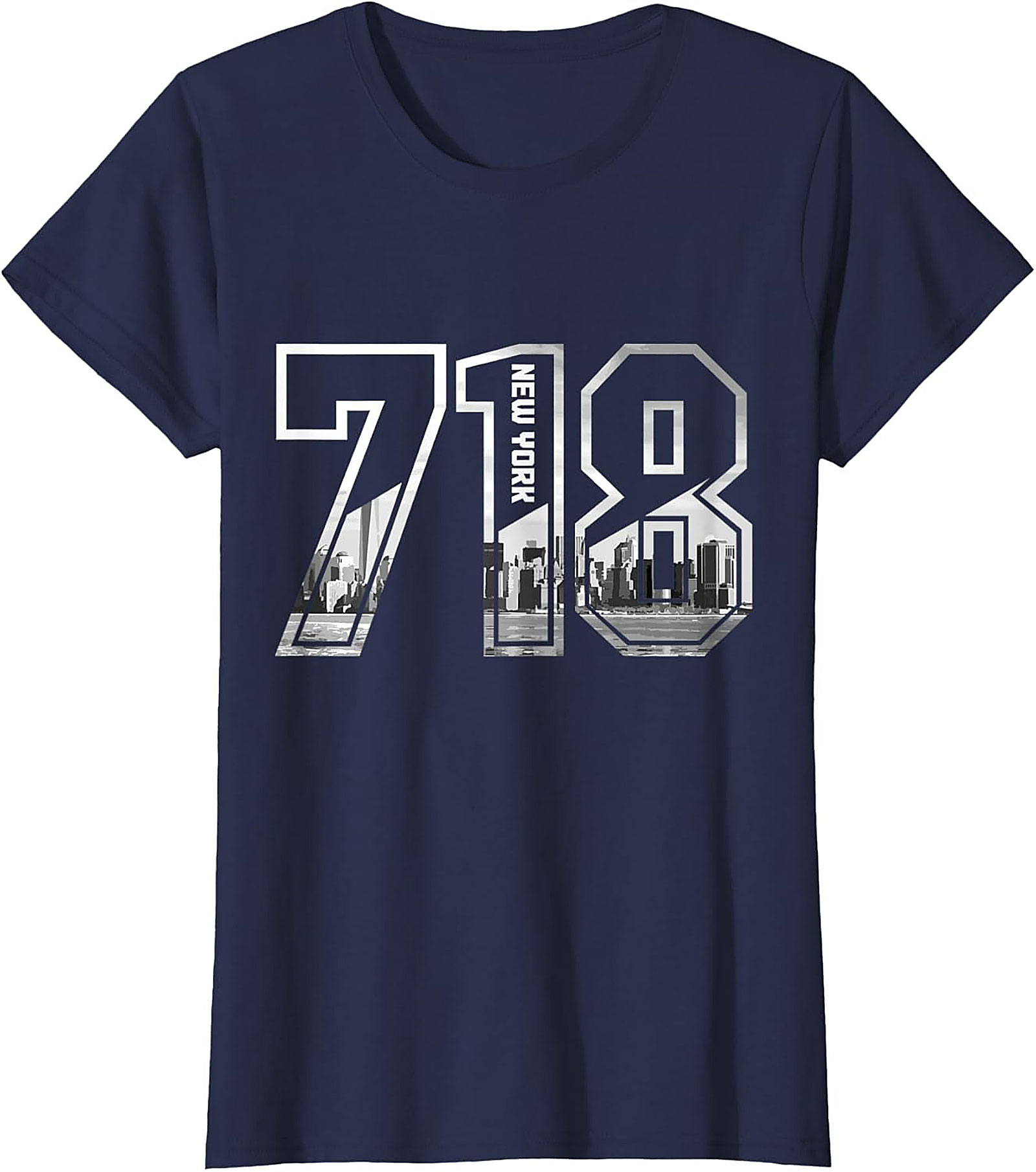 718 New York Skyline T-Shirt NYC Area Code Graphic Tee