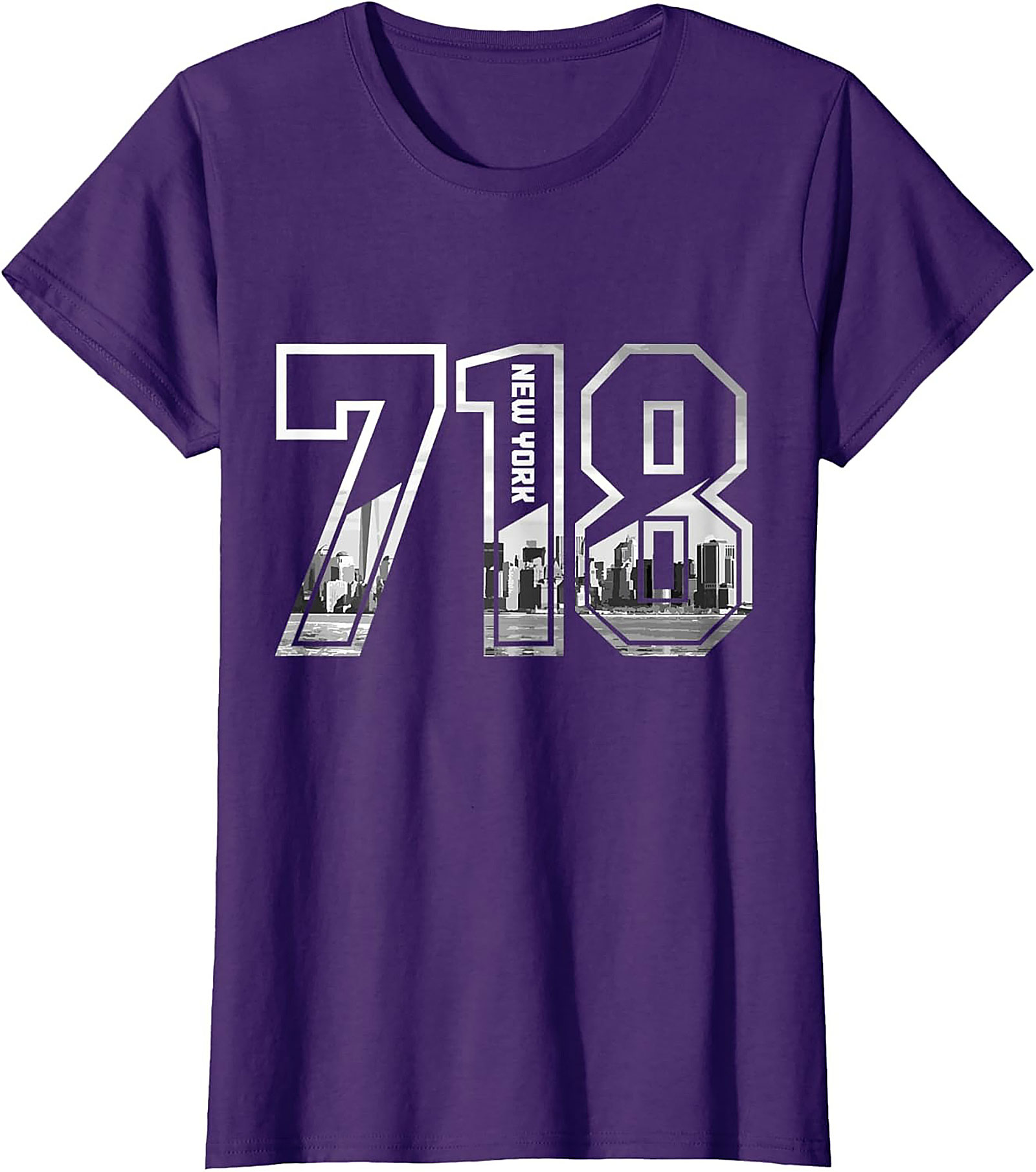 718 New York Skyline T-Shirt NYC Area Code Graphic Tee