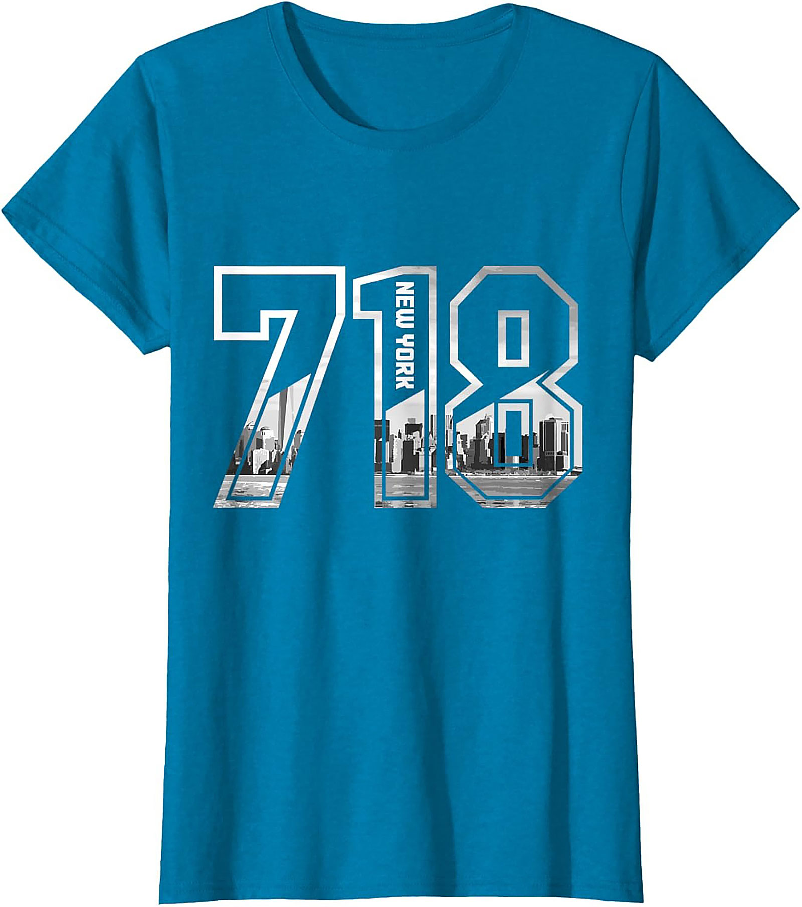 718 New York Skyline T-Shirt NYC Area Code Graphic Tee