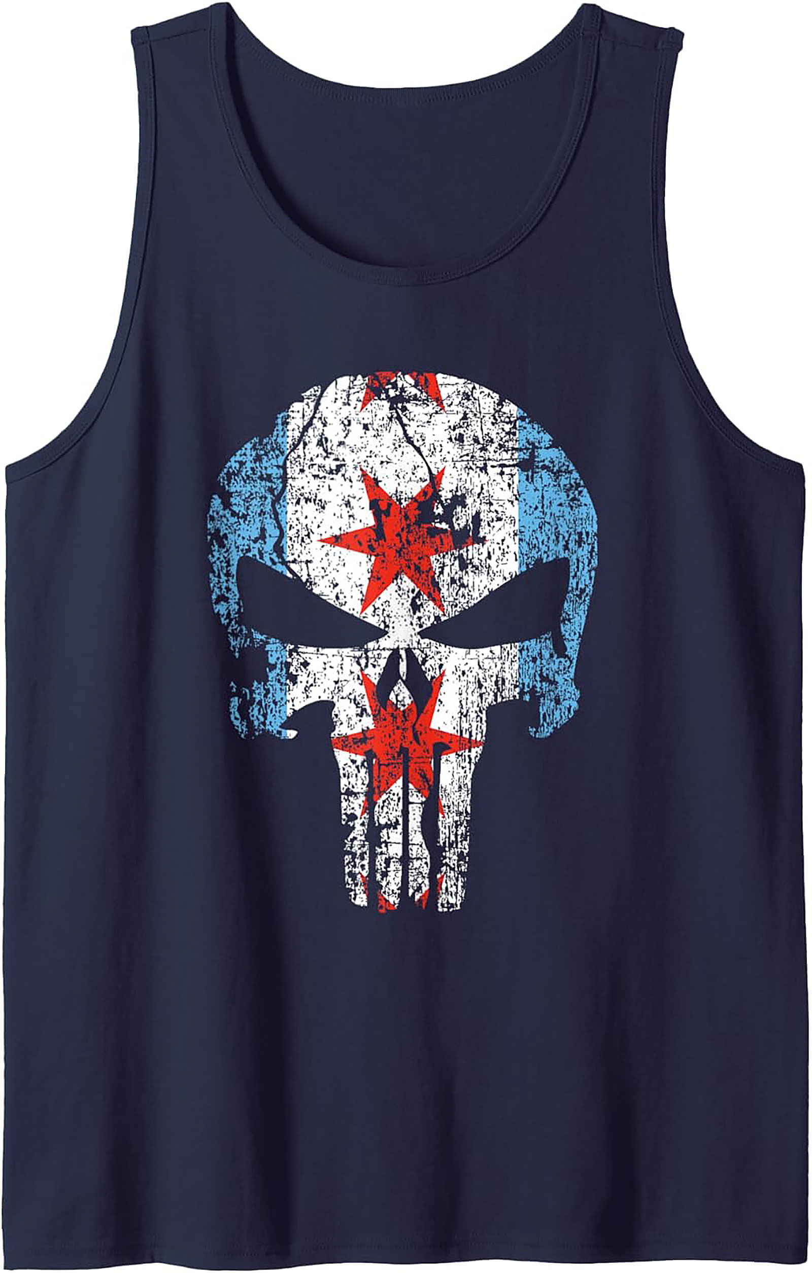 Chicago Punisher Tank Top Distressed City Flag Graphic
