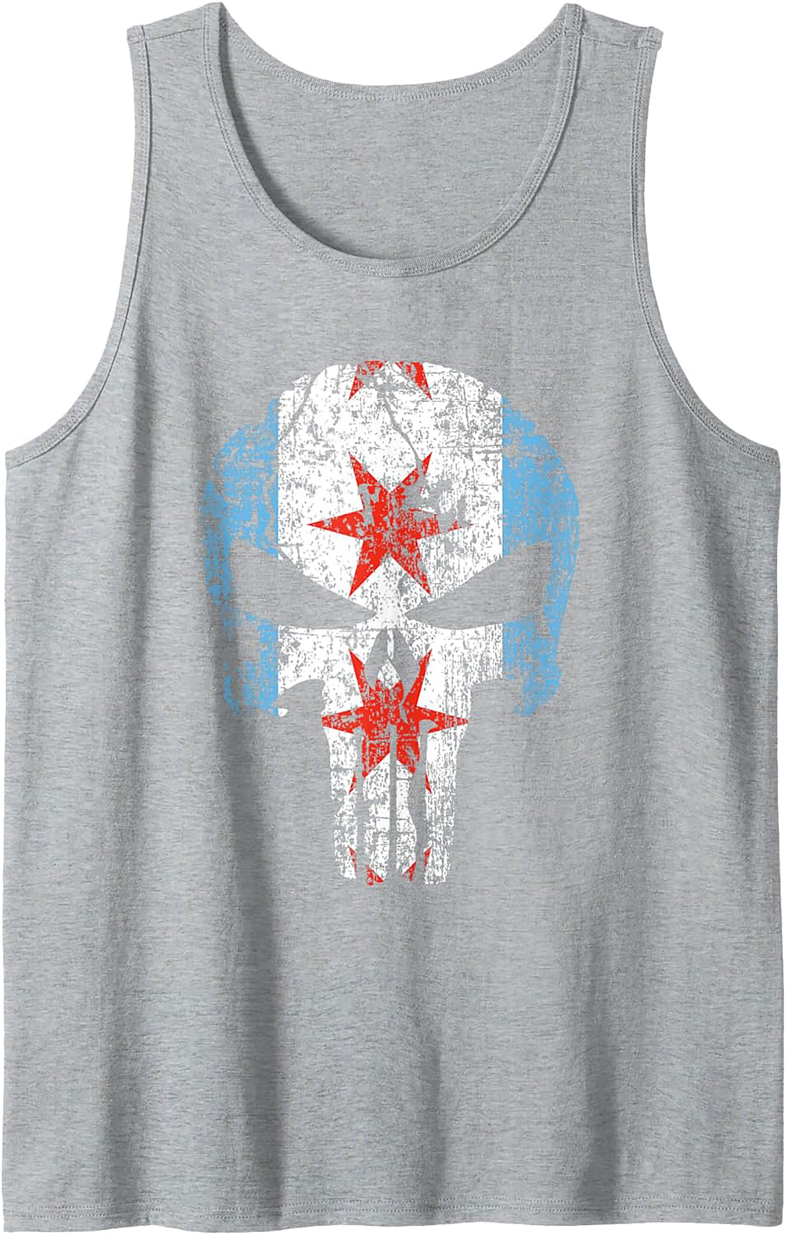Chicago Punisher Tank Top Distressed City Flag Graphic