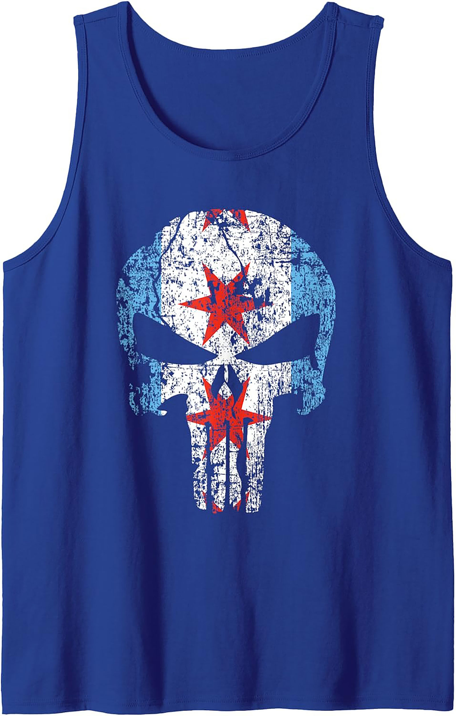 Chicago Punisher Tank Top Distressed City Flag Graphic