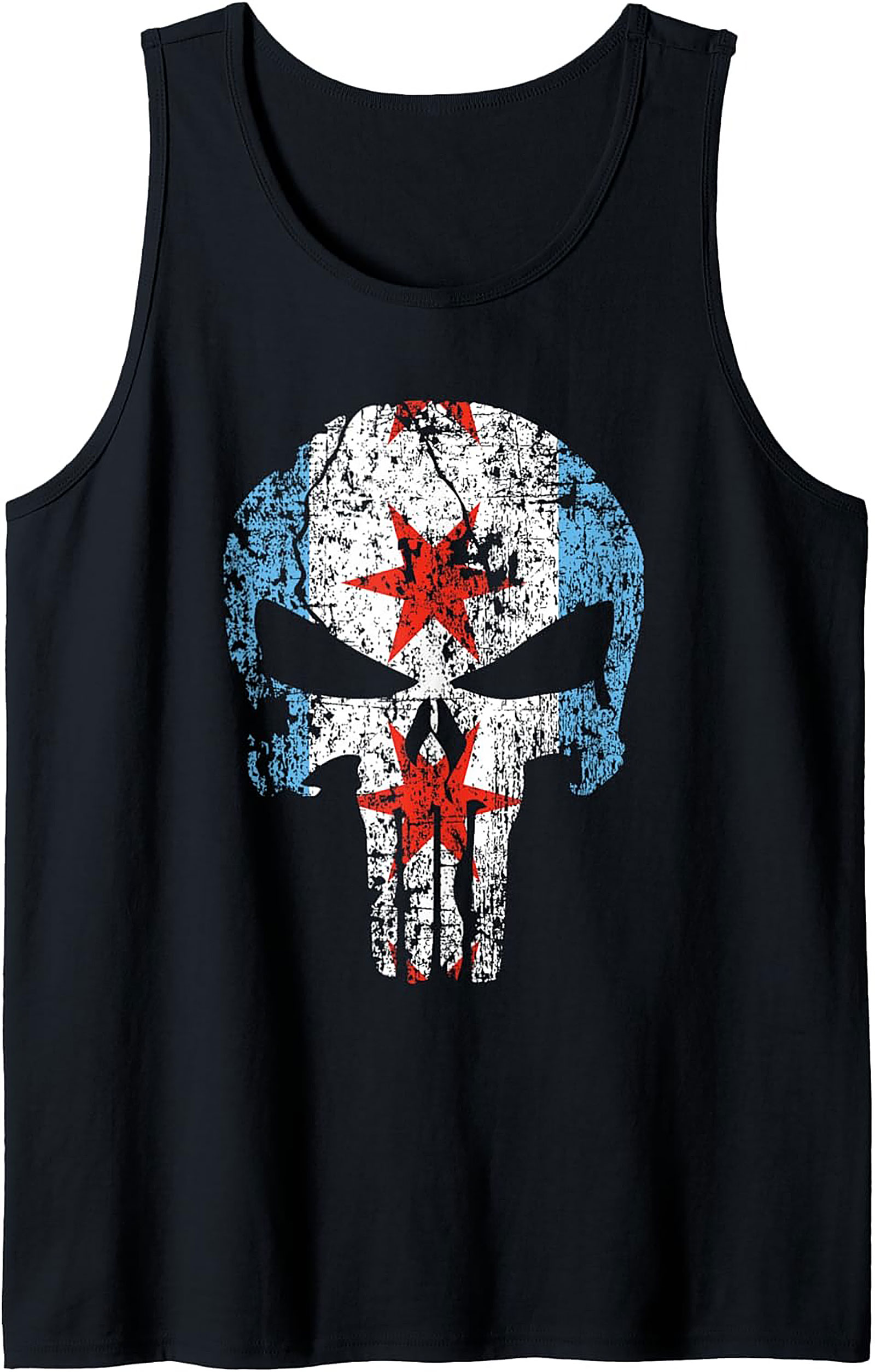 Chicago Punisher Tank Top Distressed City Flag Graphic