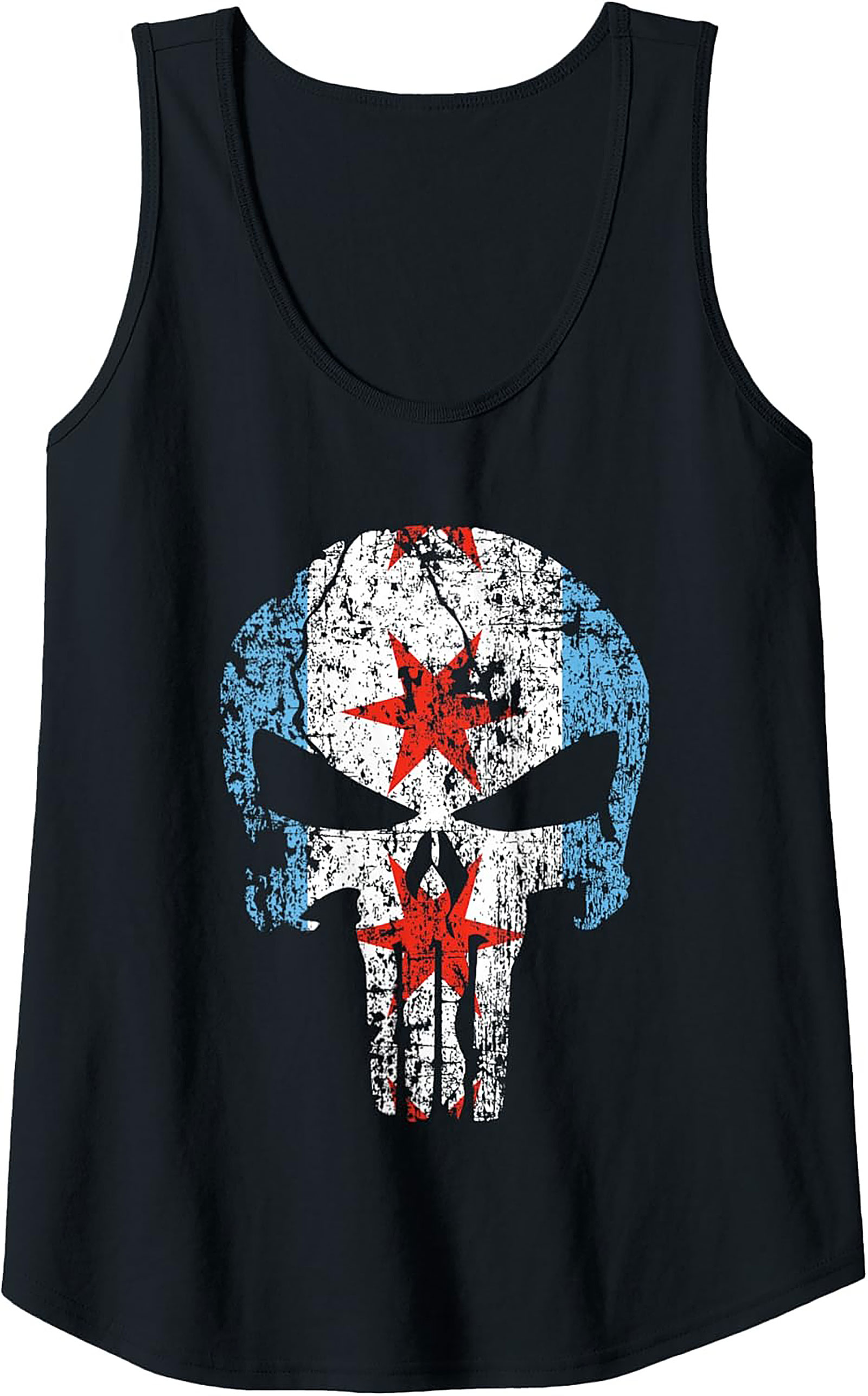 Chicago Punisher Tank Top Distressed City Flag Graphic