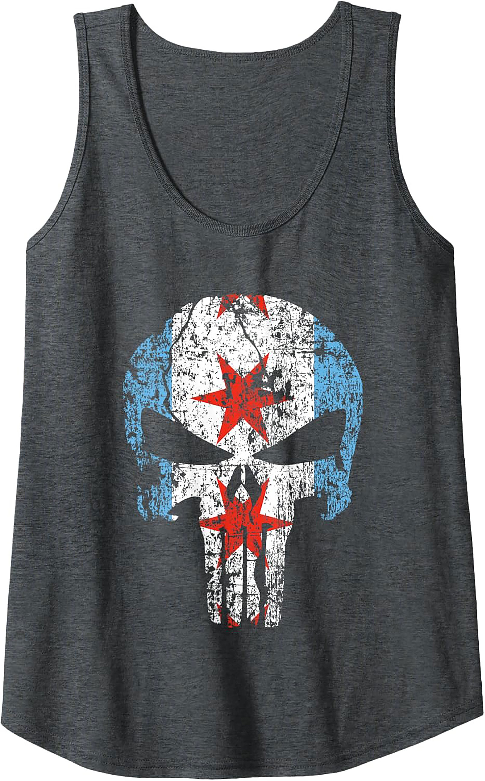 Chicago Punisher Tank Top Distressed City Flag Graphic