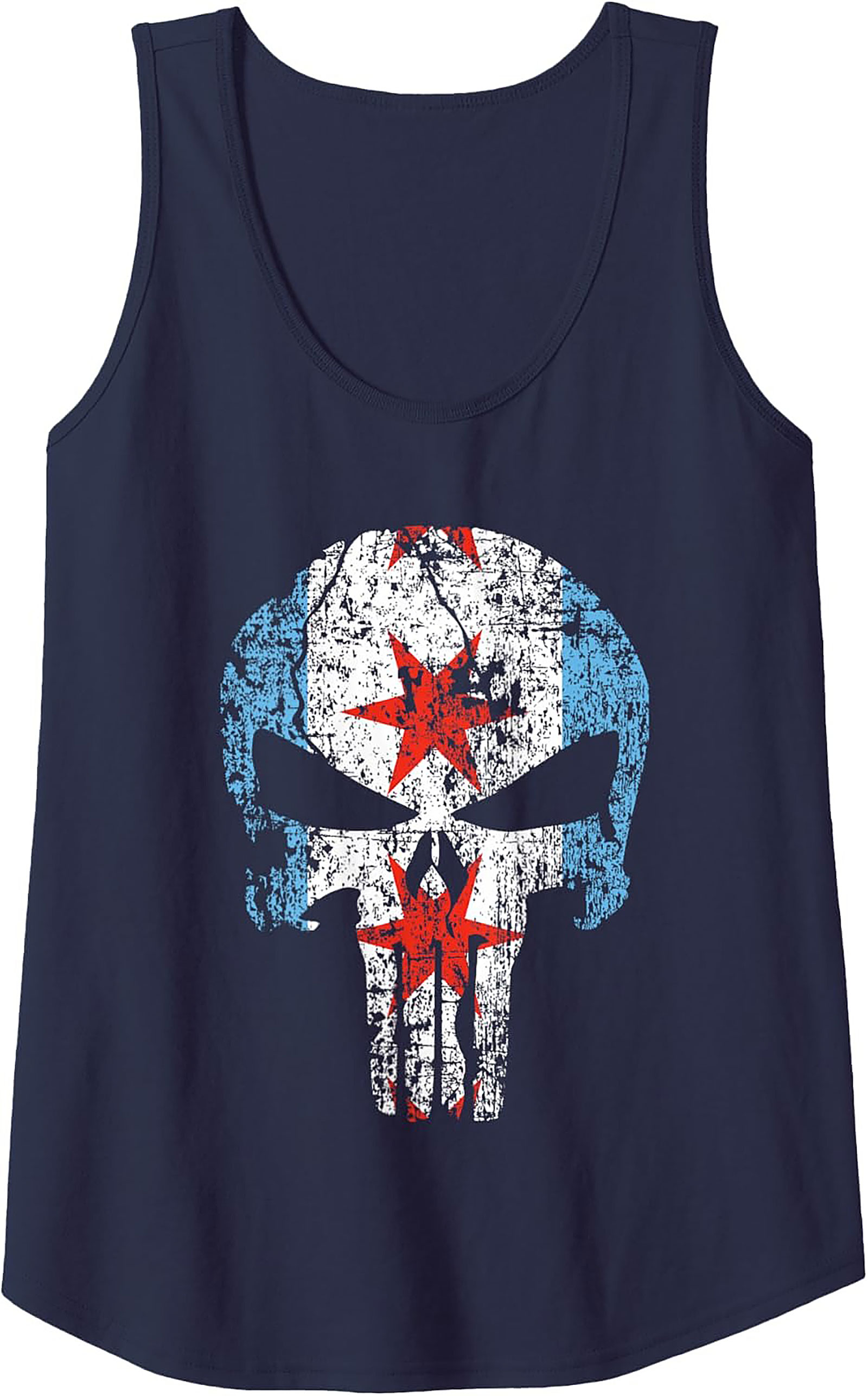 Chicago Punisher Tank Top Distressed City Flag Graphic