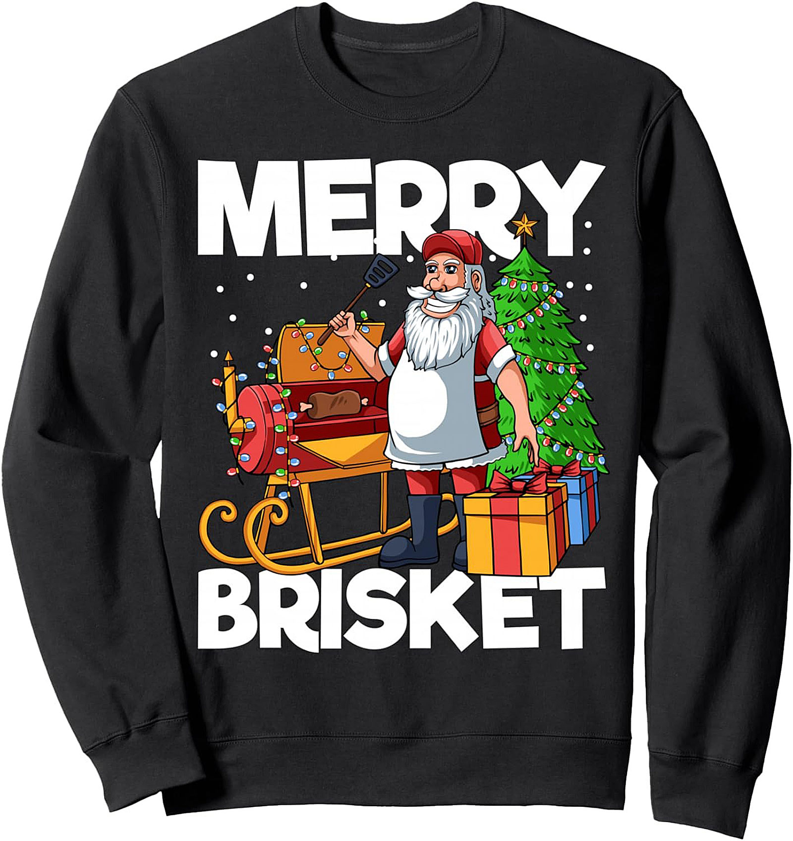 Merry Brisket BBQ Santa Sweatshirt | Funny Christmas Crewneck