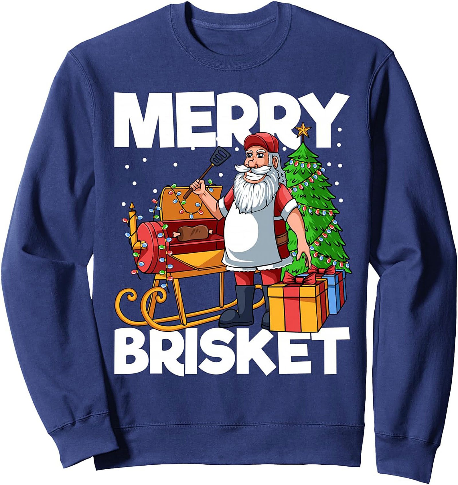 Merry Brisket BBQ Santa Sweatshirt | Funny Christmas Crewneck