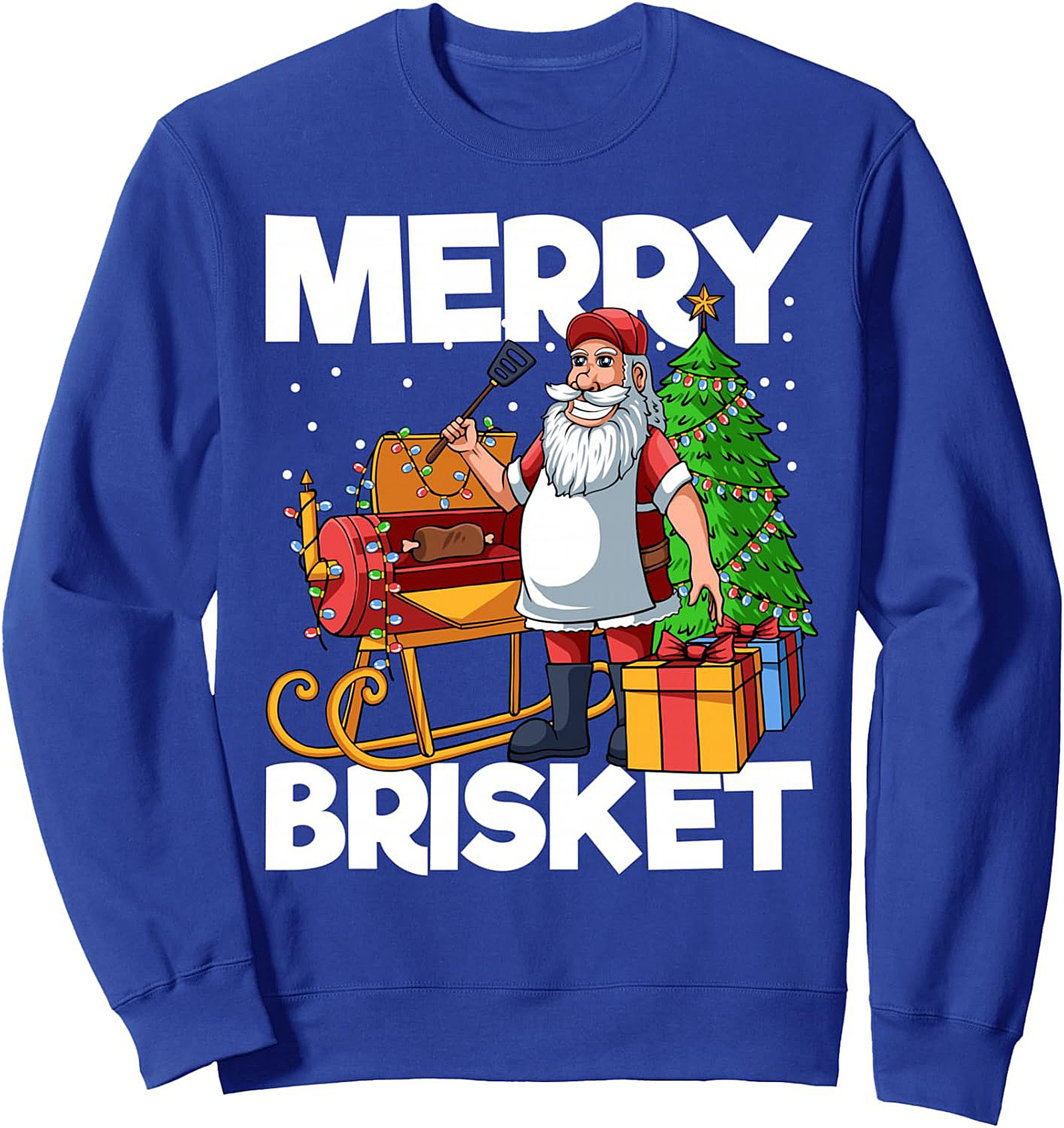 Merry Brisket BBQ Santa Sweatshirt | Funny Christmas Crewneck