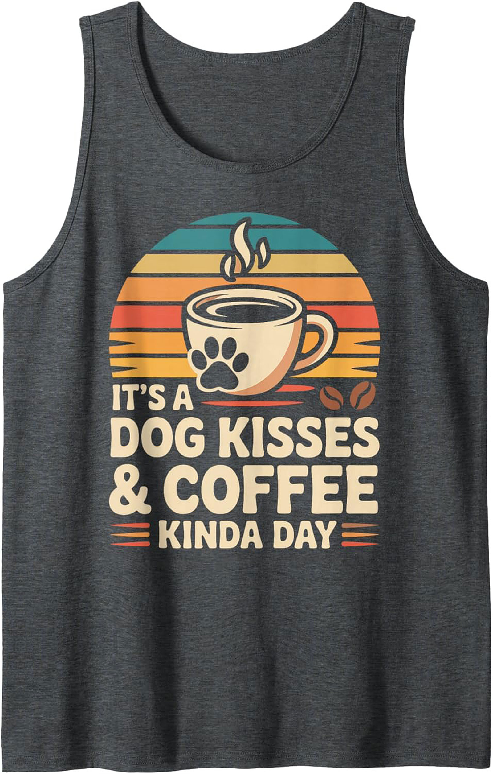 Dog Kisses & Coffee Graphic Tank Retro Dog Lover Sleeveless Tee