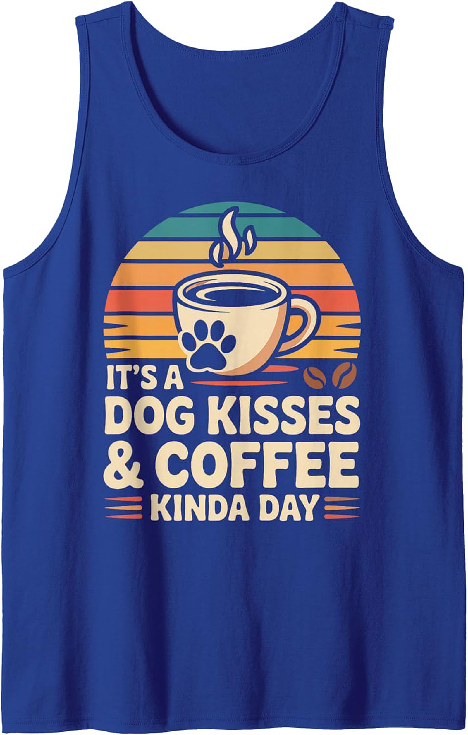 Dog Kisses & Coffee Graphic Tank Retro Dog Lover Sleeveless Tee