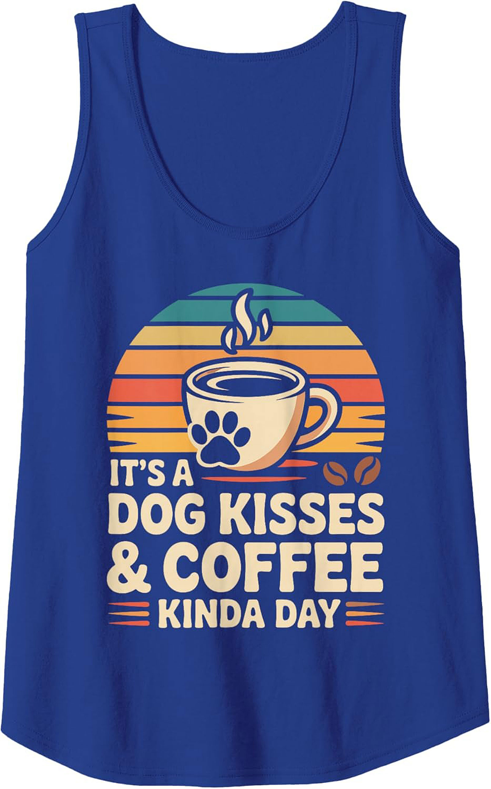 Dog Kisses & Coffee Graphic Tank Retro Dog Lover Sleeveless Tee