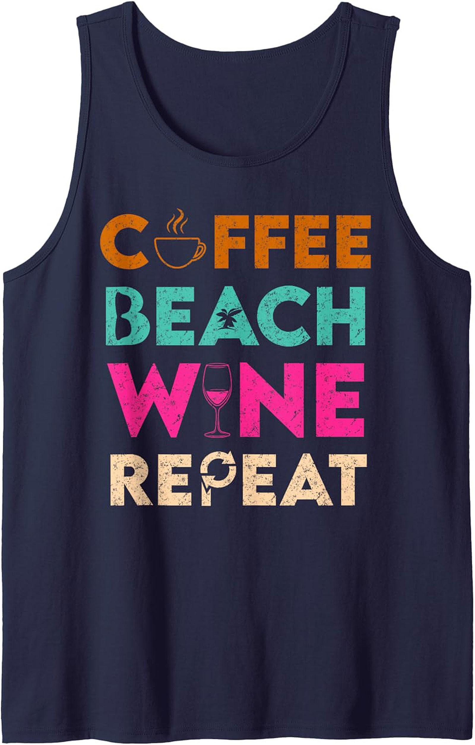 Coffee Beach Wine Repeat Tank Top Summer Graphic Tee