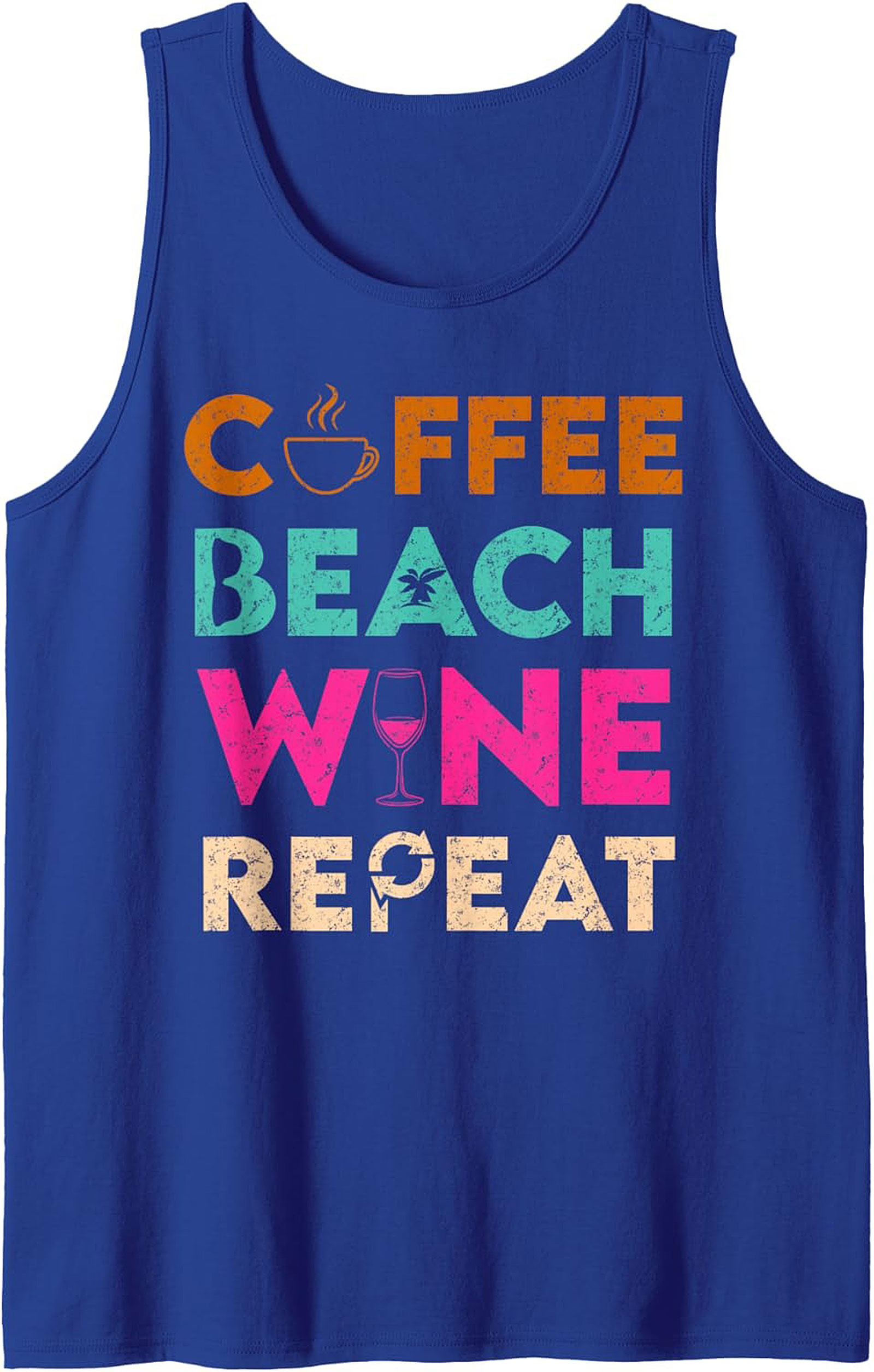 Coffee Beach Wine Repeat Tank Top Summer Graphic Tee