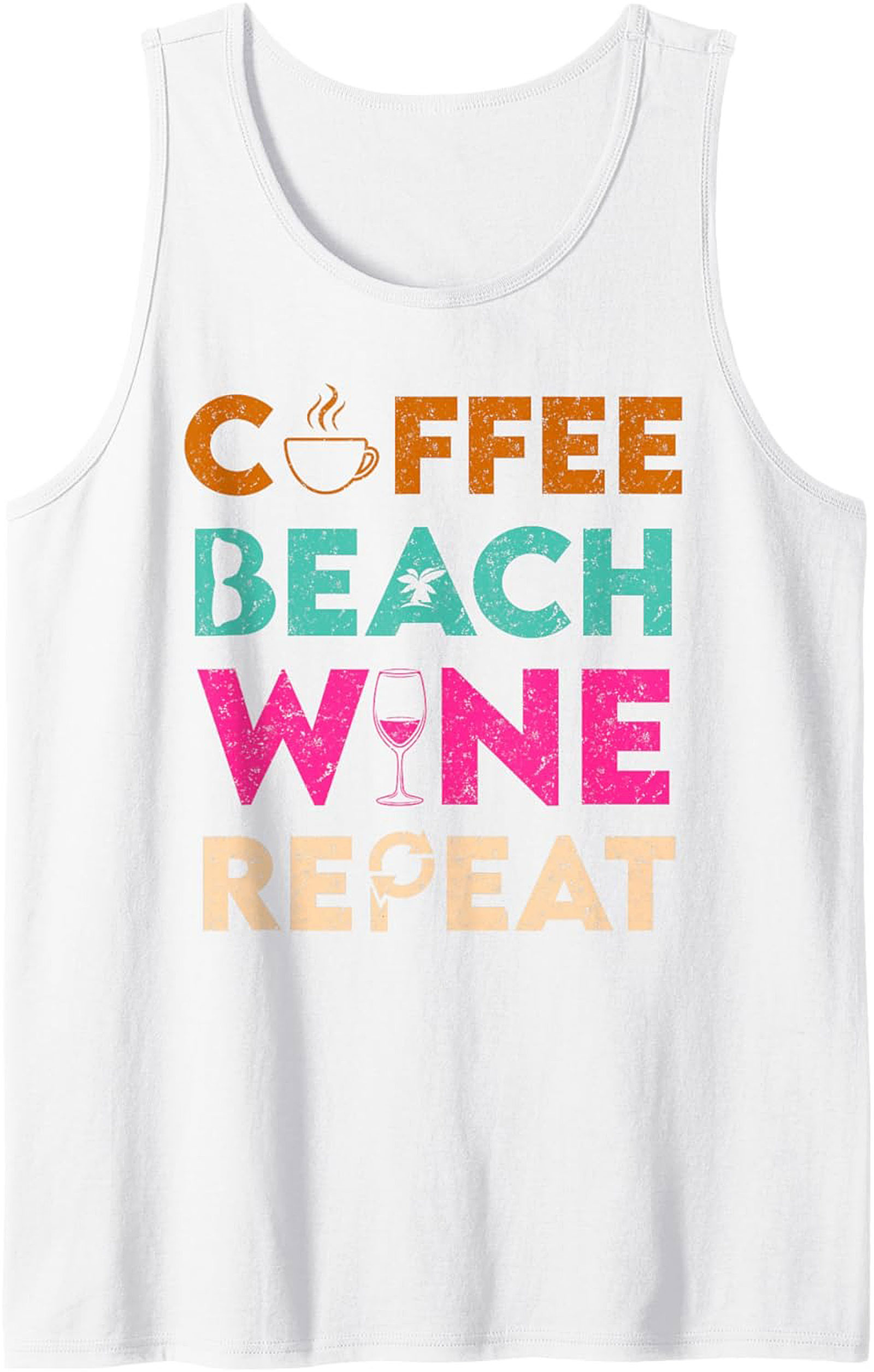 Coffee Beach Wine Repeat Tank Top Summer Graphic Tee