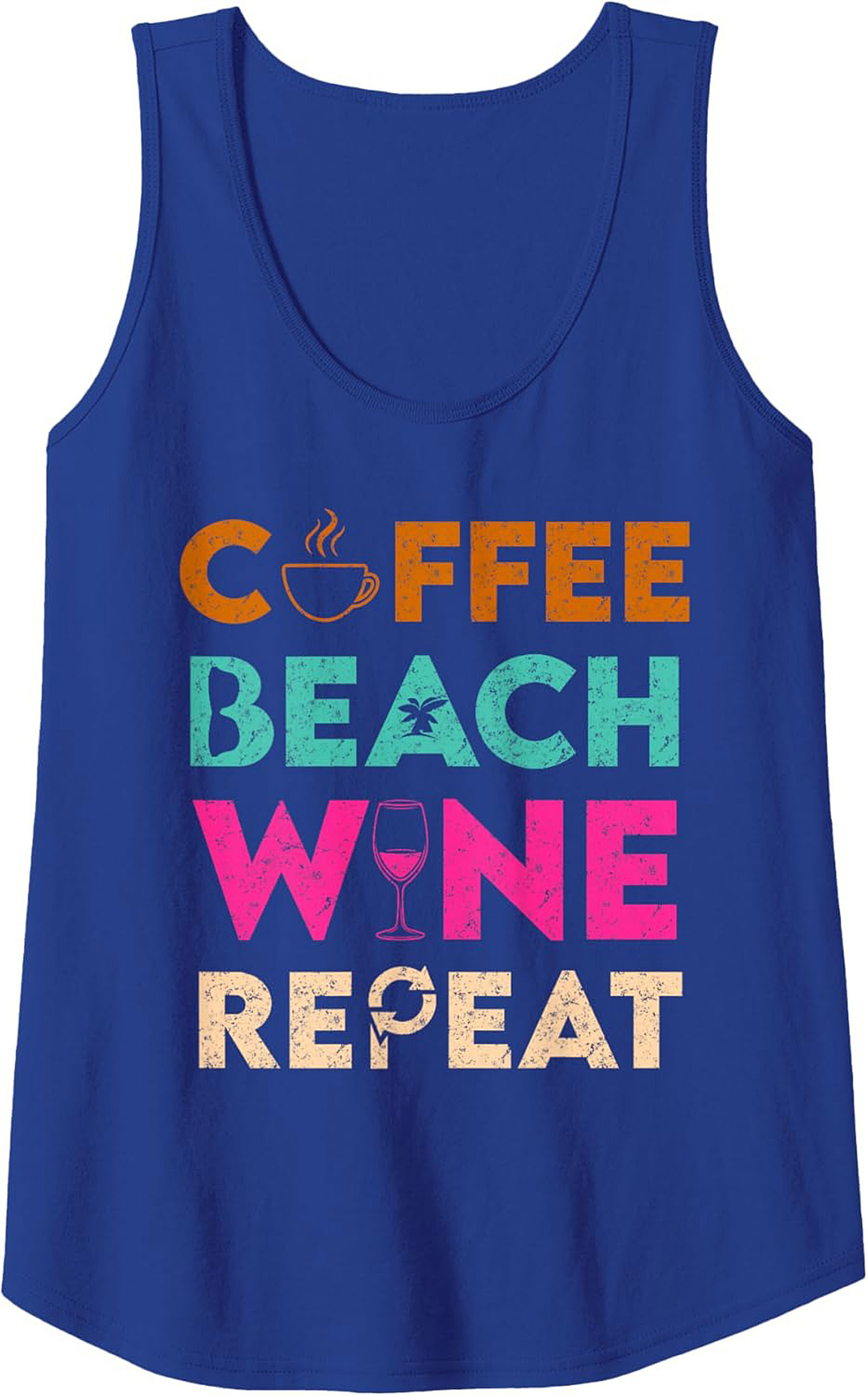 Coffee Beach Wine Repeat Tank Top Summer Graphic Tee
