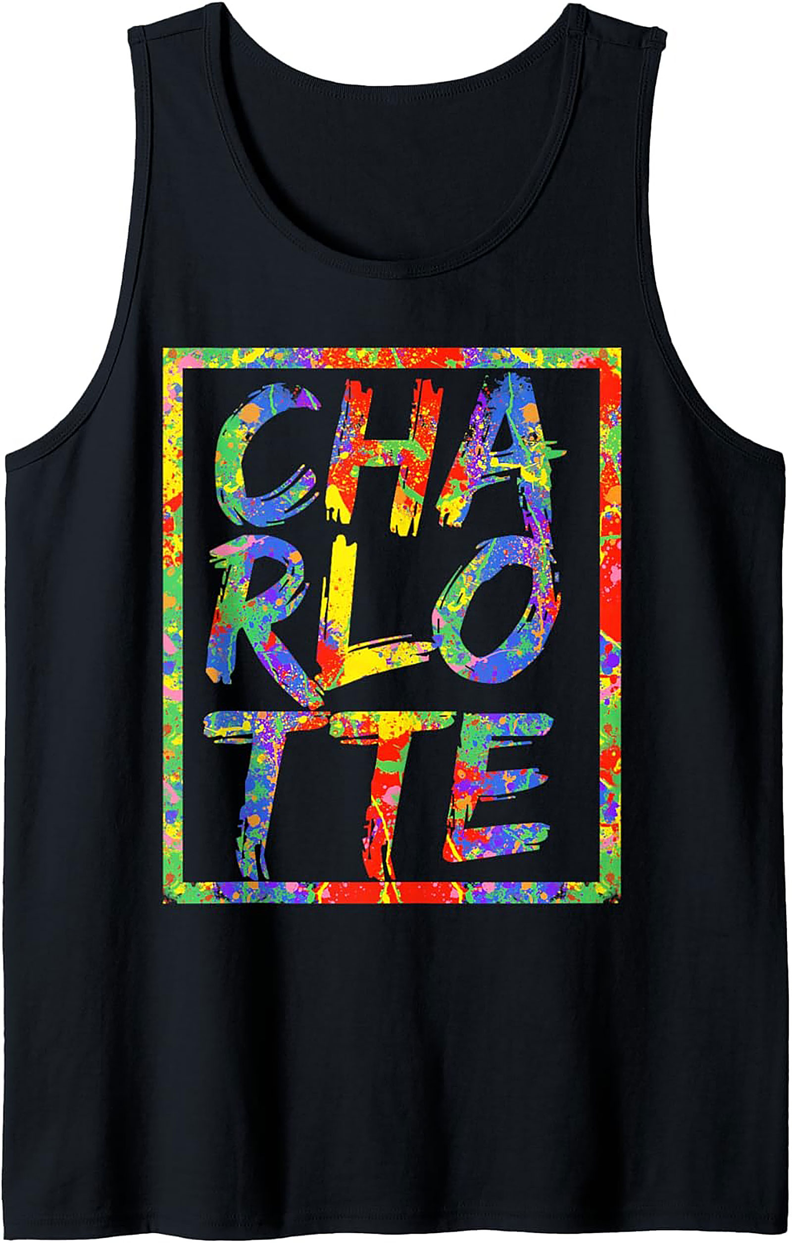 Charlotte Graphic Tank Top Colorful Paint Splatter Tank