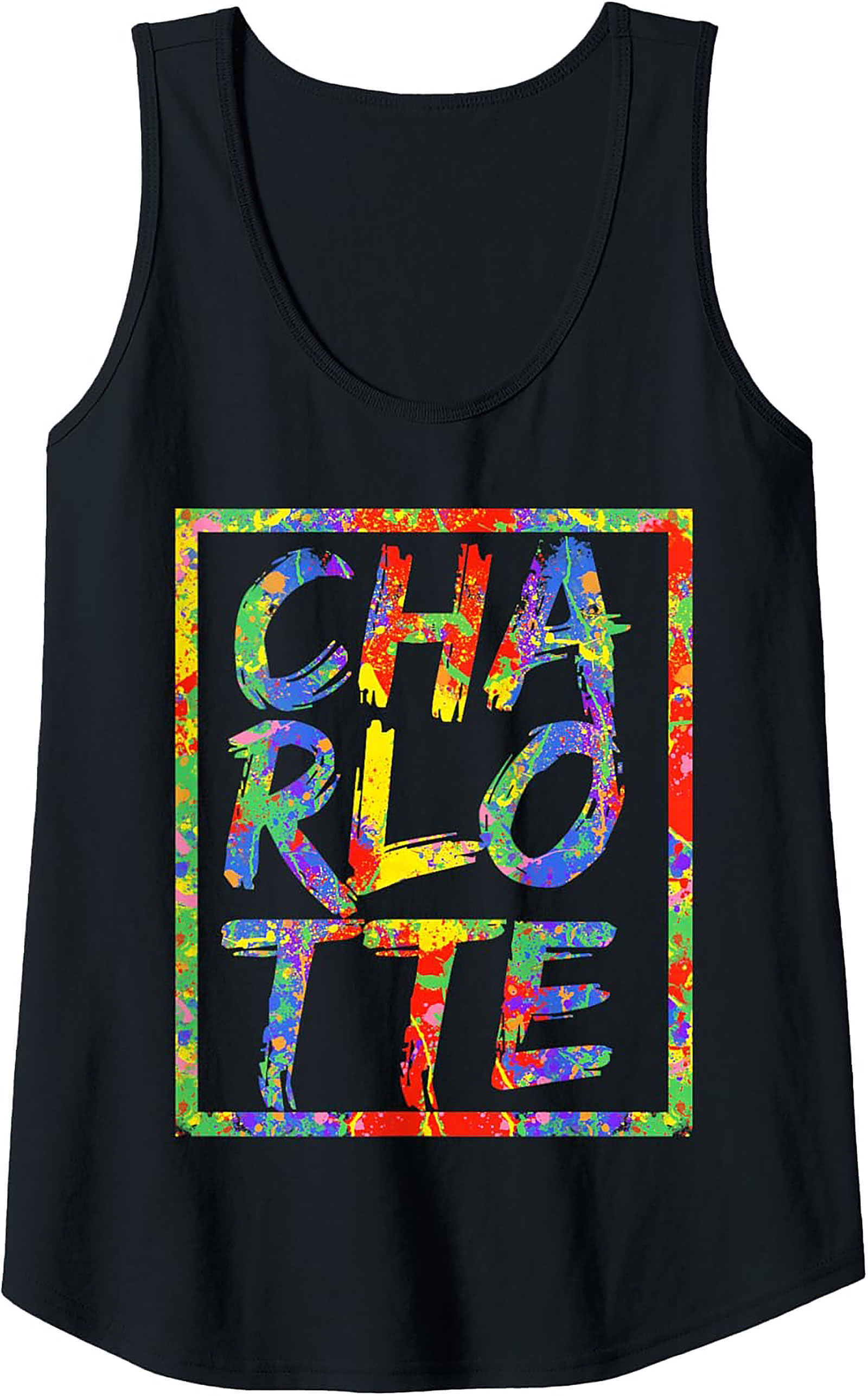  Charlotte Graphic Tank Top Colorful Paint Splatter Tank